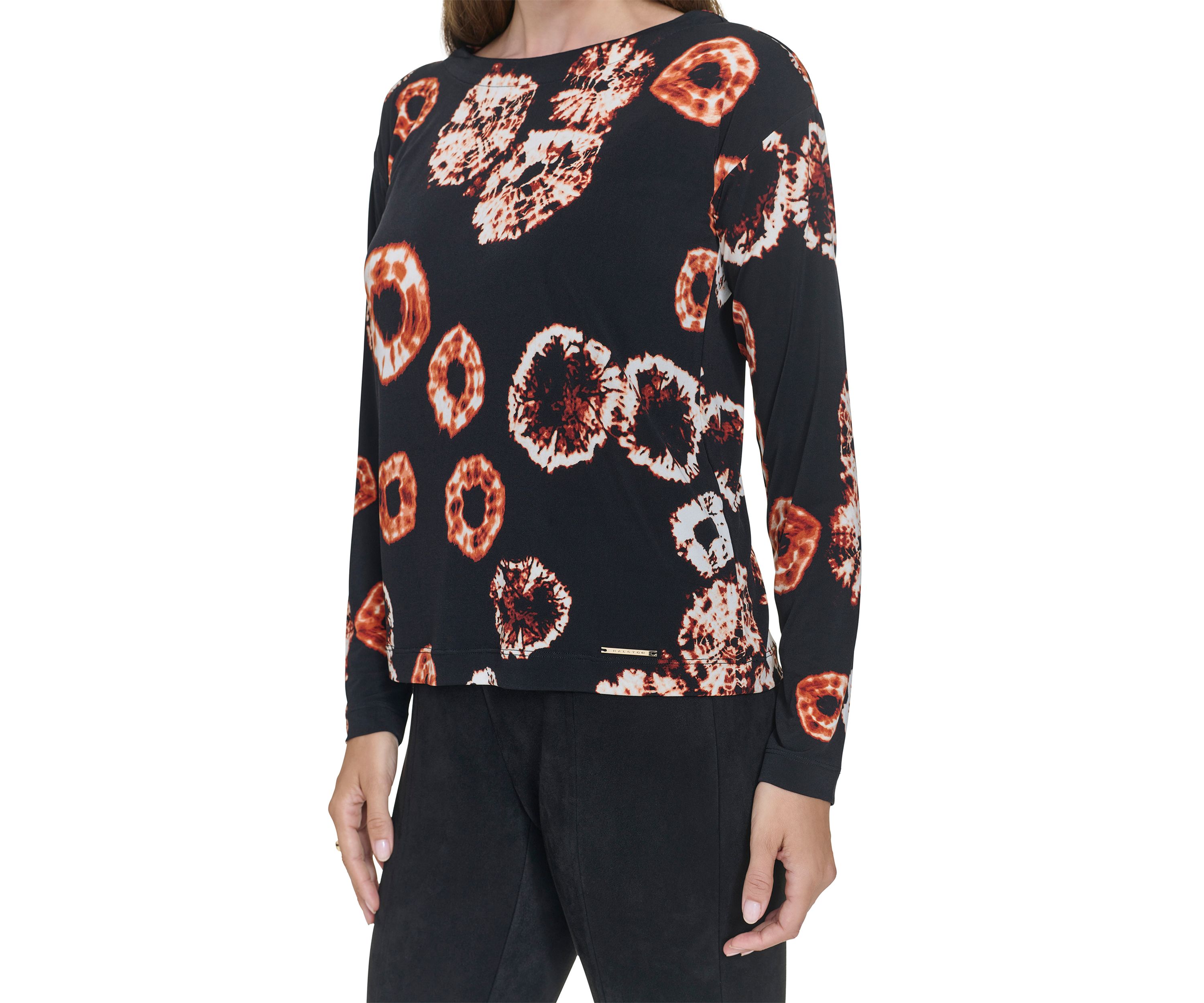 Womens Boat Neck Printed Top