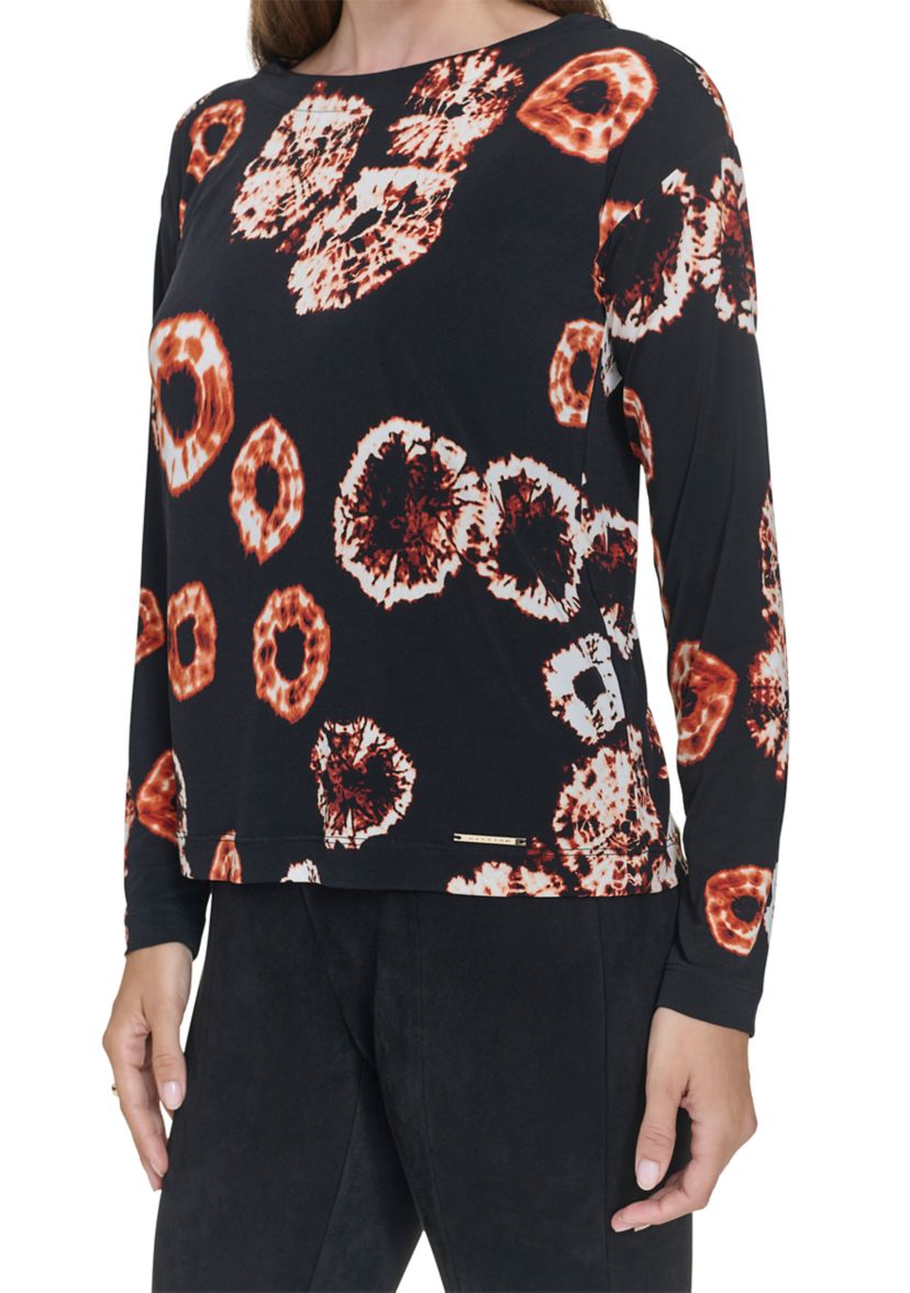 Womens Boat Neck Printed Top