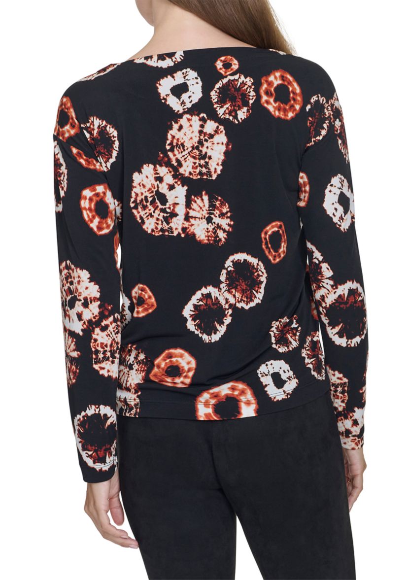 Womens Boat Neck Printed Top