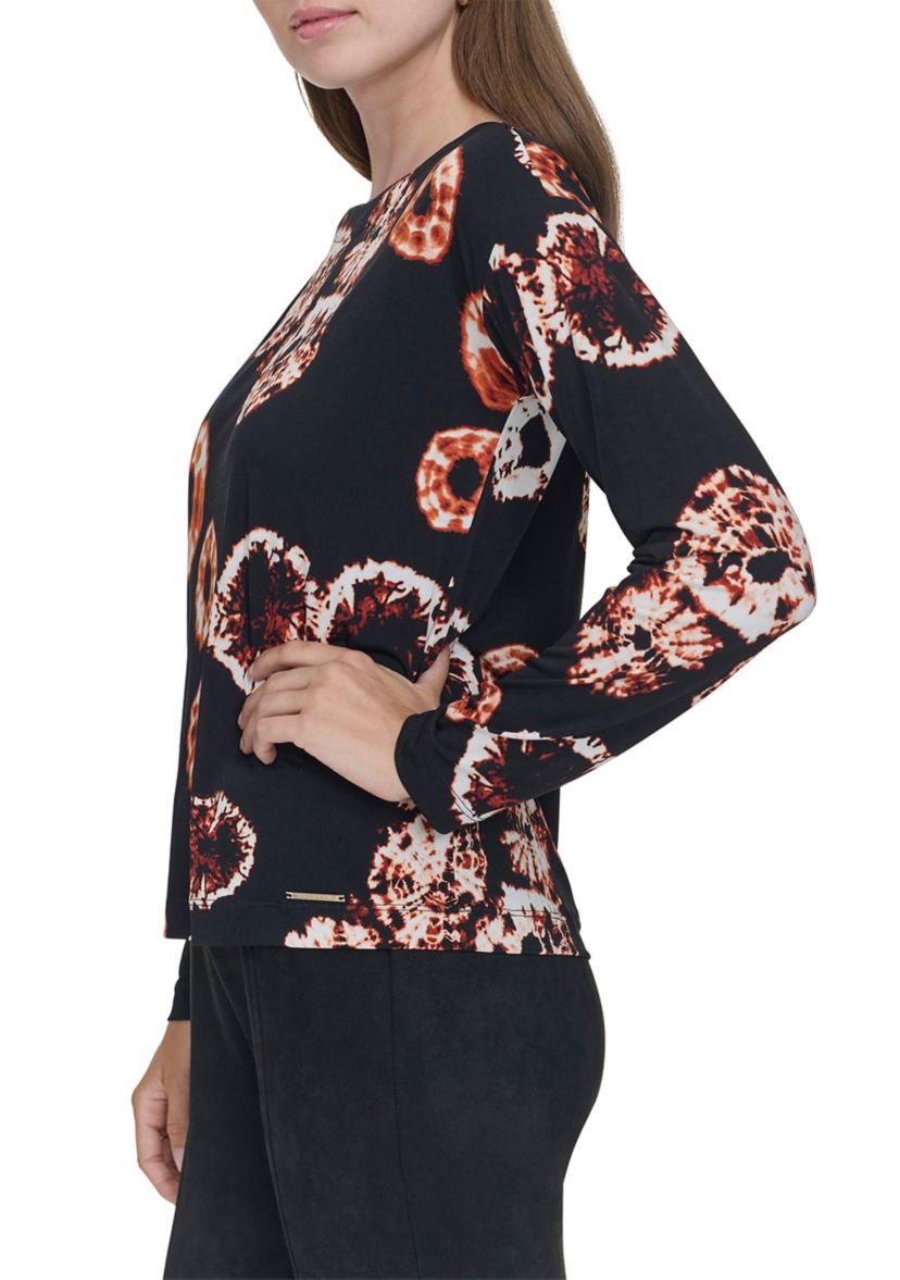 Womens Boat Neck Printed Top