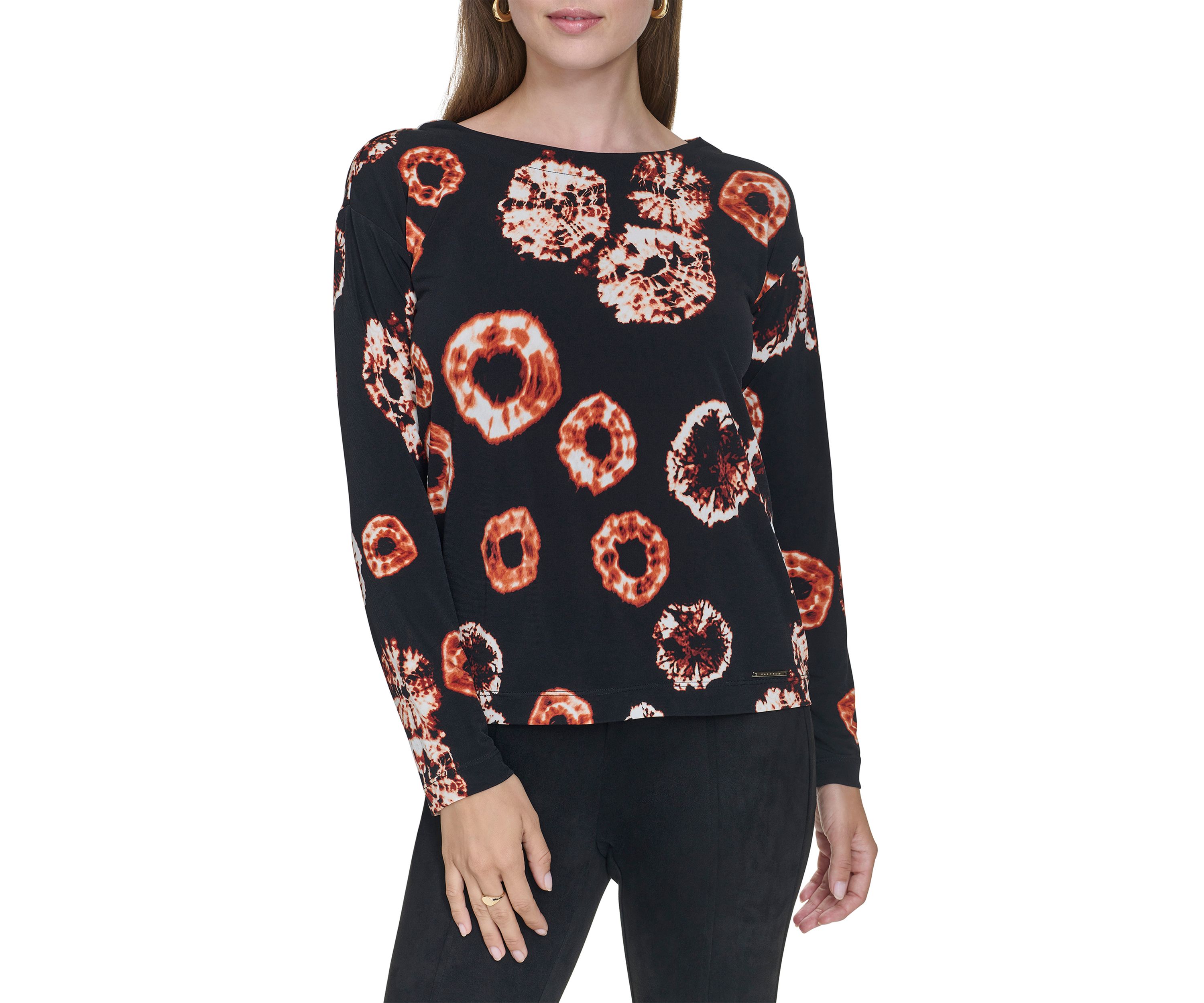Womens Boat Neck Printed Top