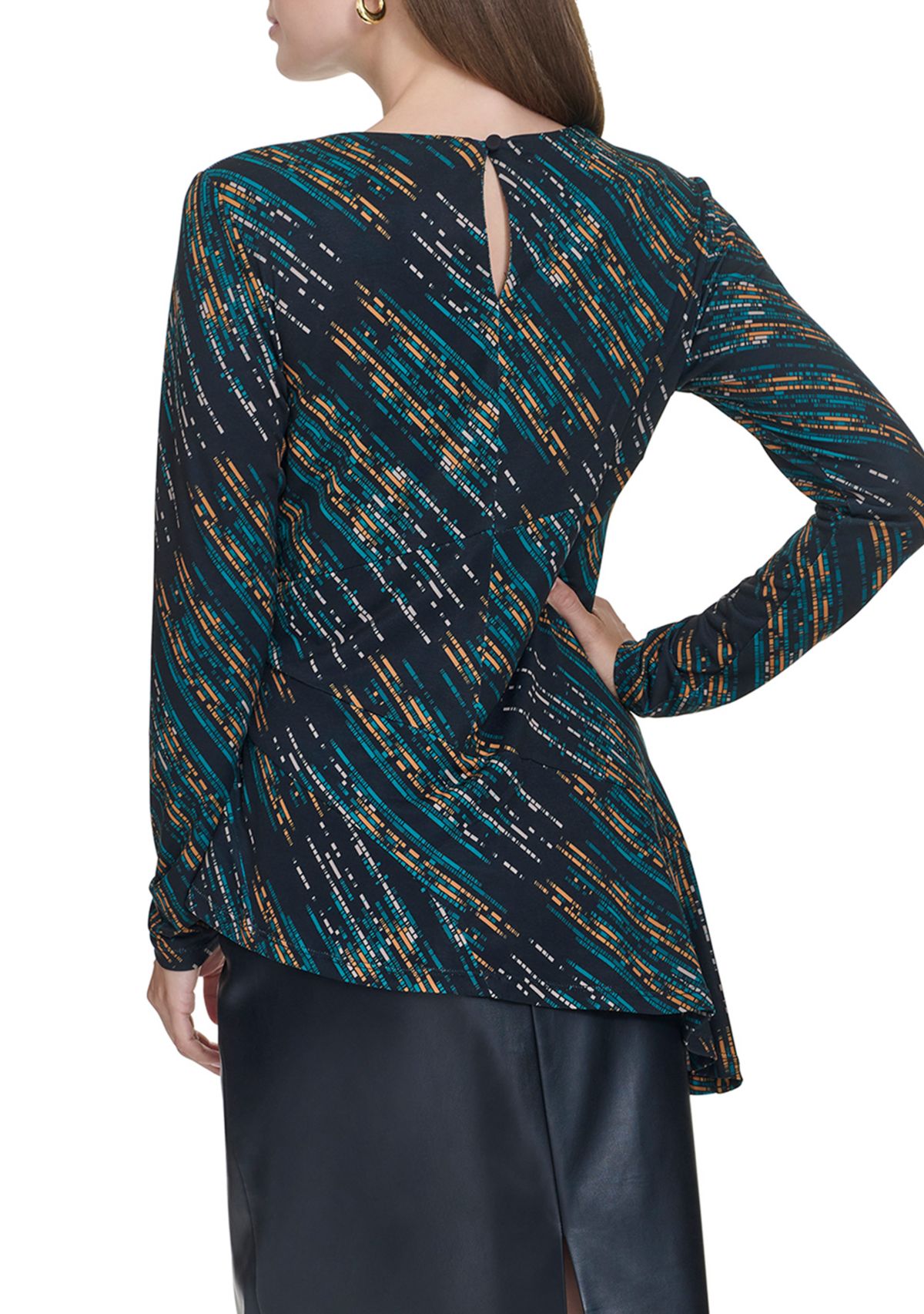 Womens Asymmetrical Bodice Printed Shirtdress