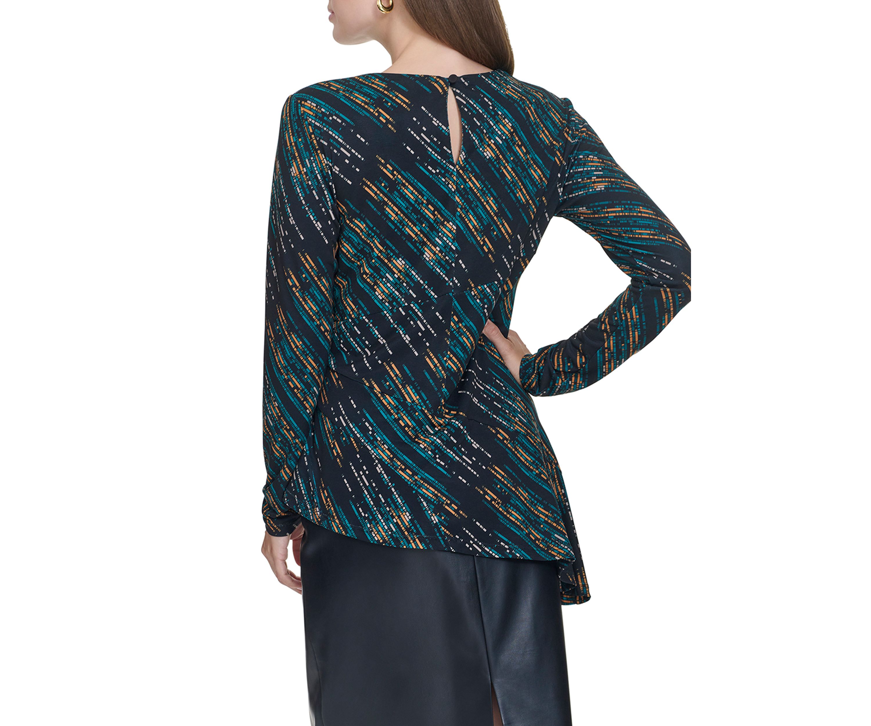 Womens Asymmetrical Bodice Printed Shirtdress