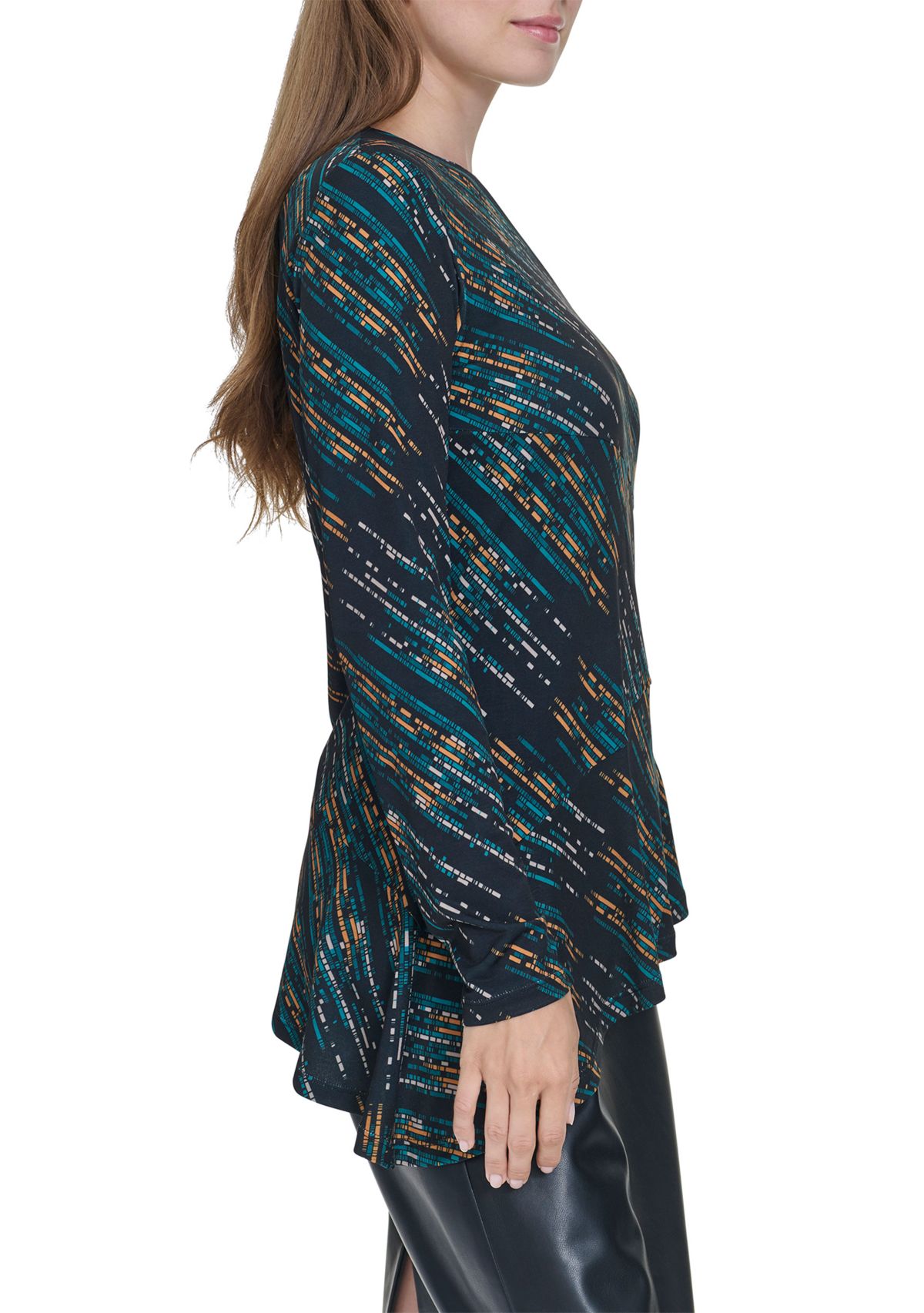 Womens Asymmetrical Bodice Printed Shirtdress