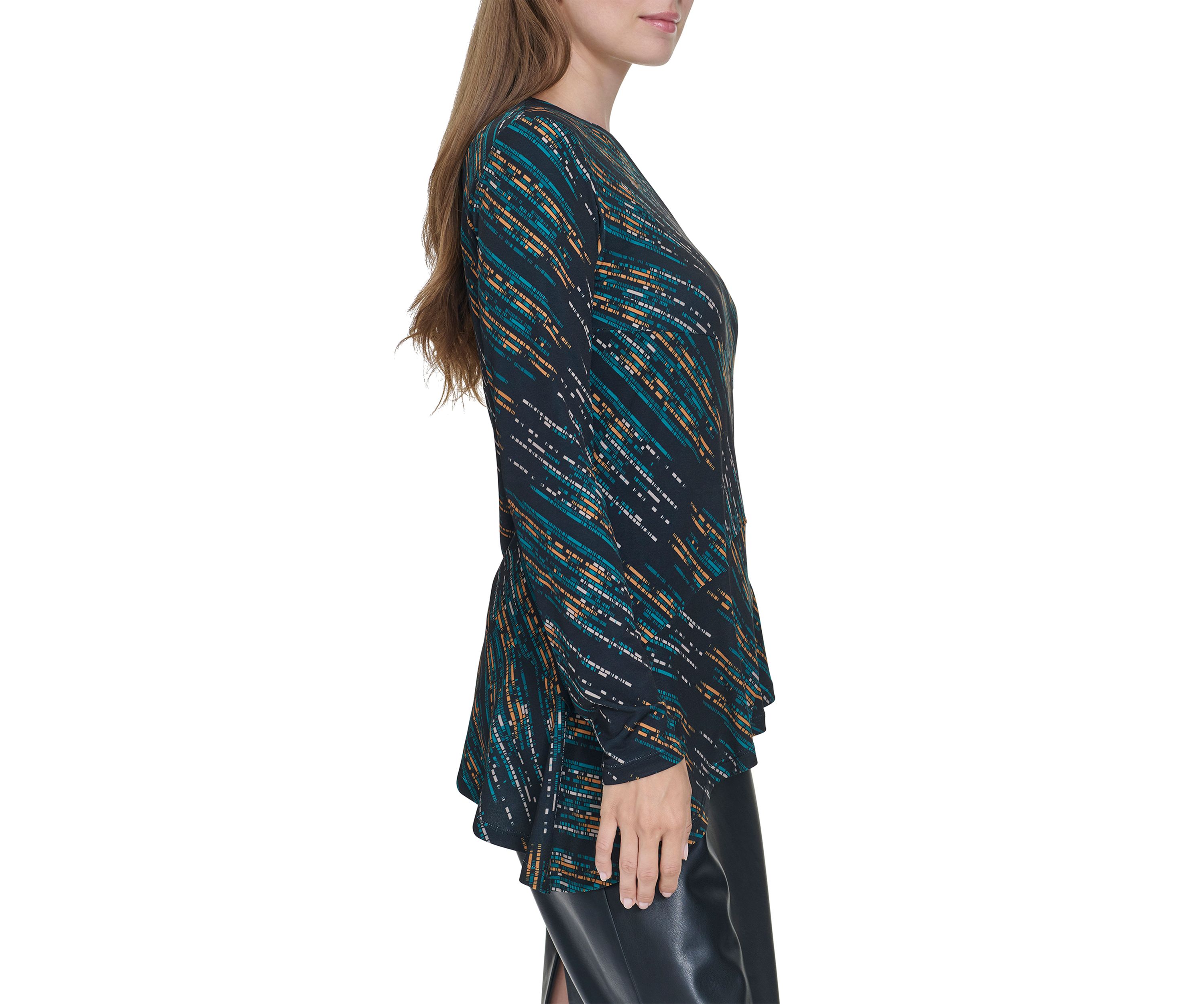 Womens Asymmetrical Bodice Printed Shirtdress