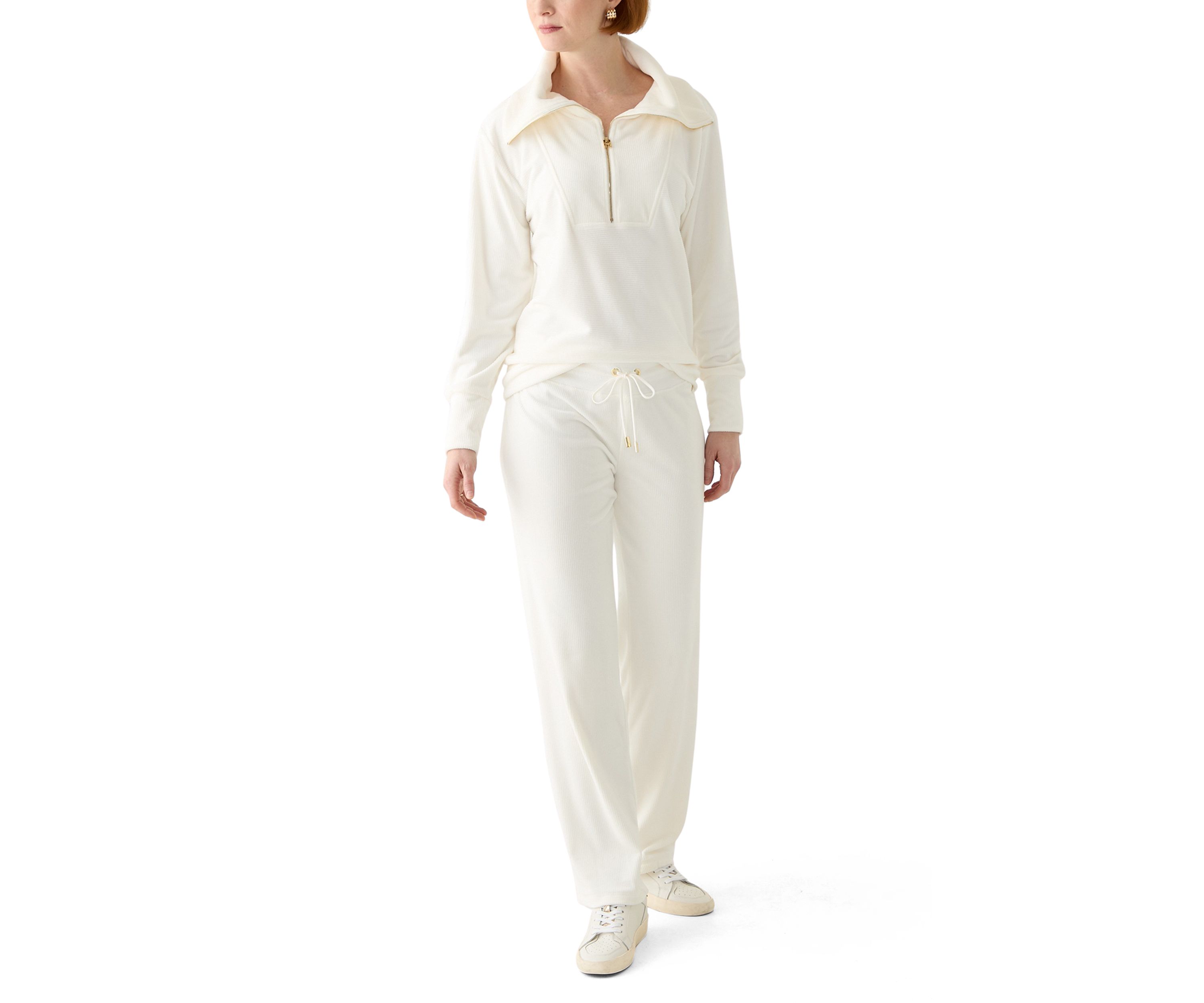 Womens Rib Velour Pull On Pants