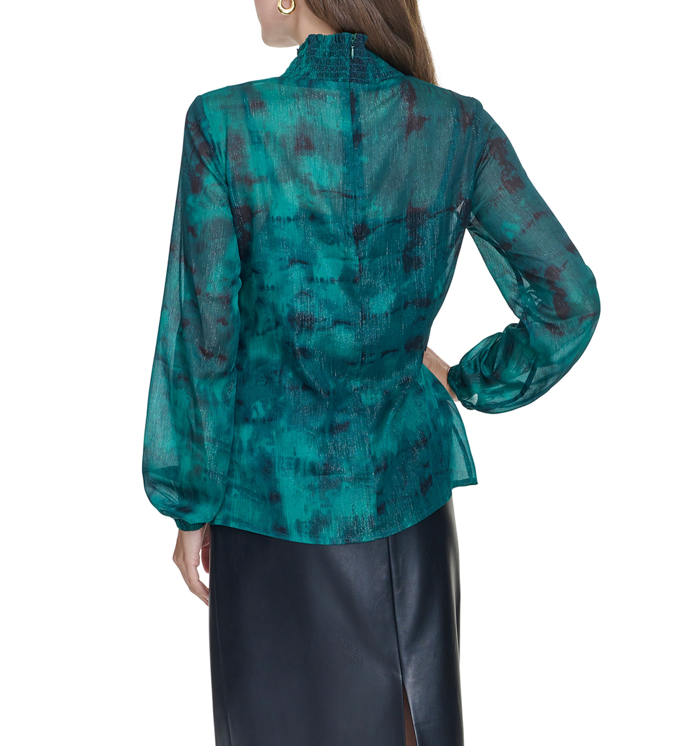 Womens Blouson Sleeve Printed Blouse