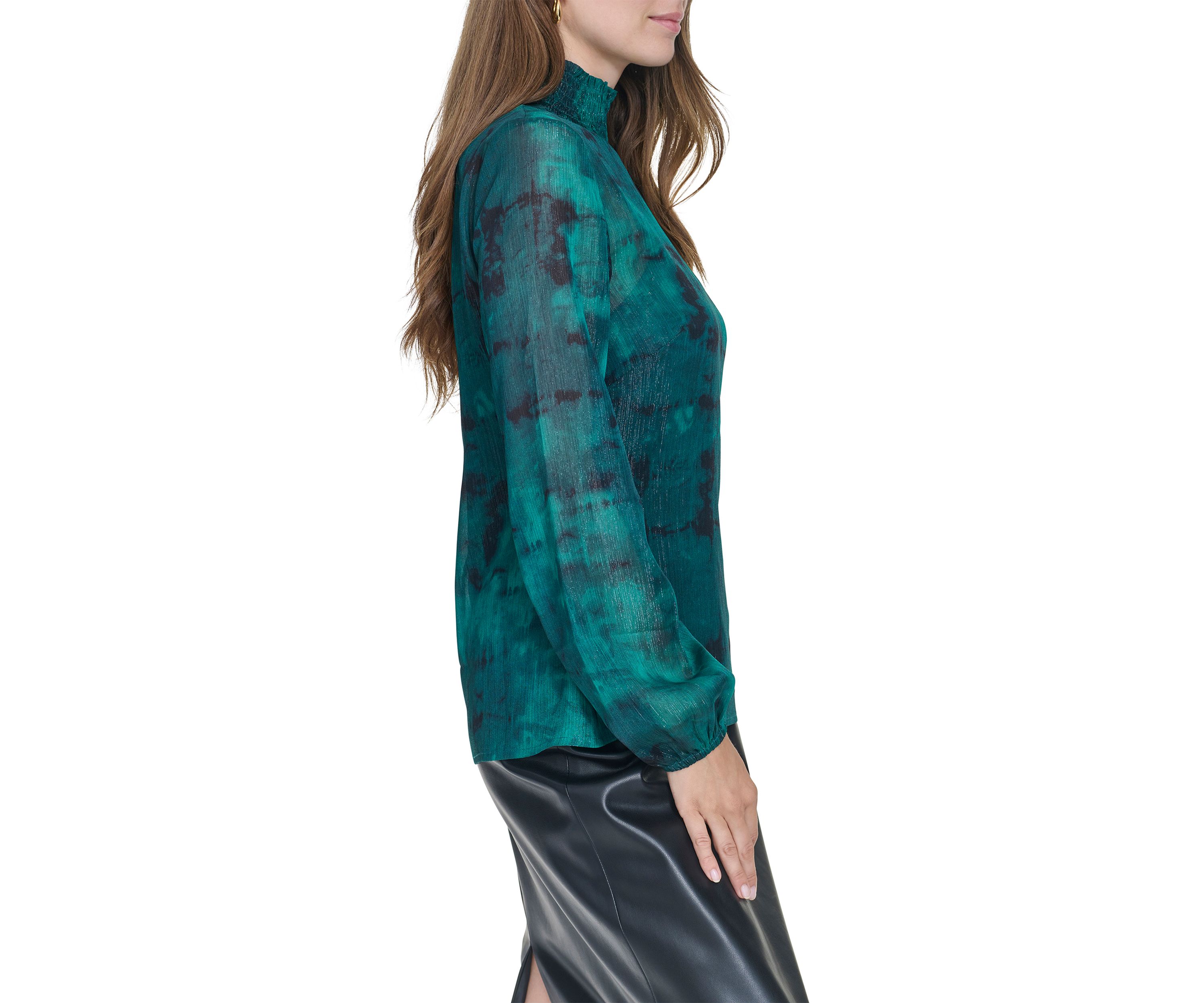 Womens Blouson Sleeve Printed Blouse