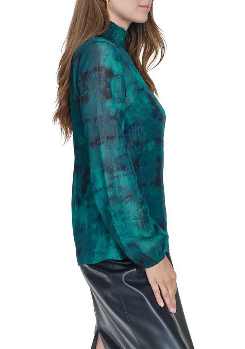 Womens Blouson Sleeve Printed Blouse