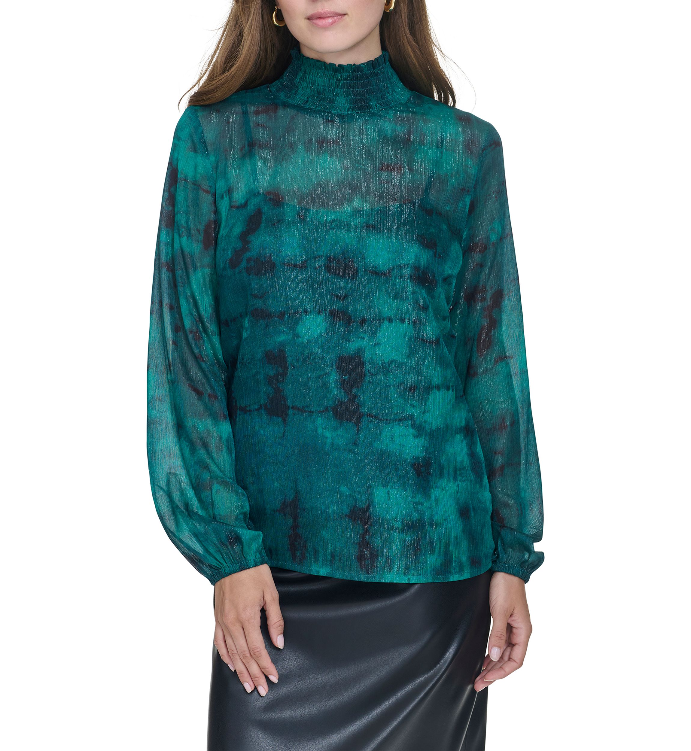 Womens Blouson Sleeve Printed Blouse