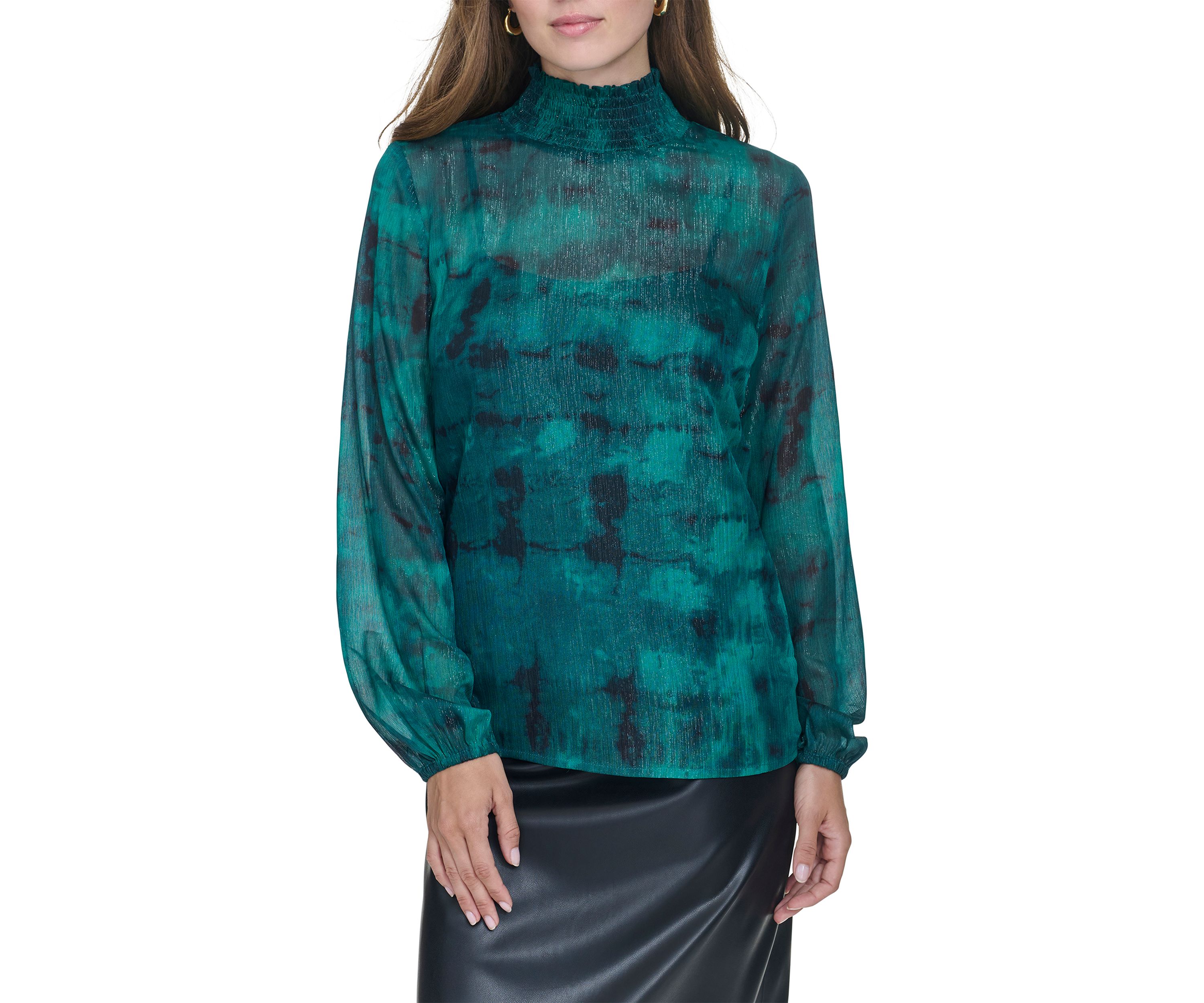 Womens Blouson Sleeve Printed Blouse