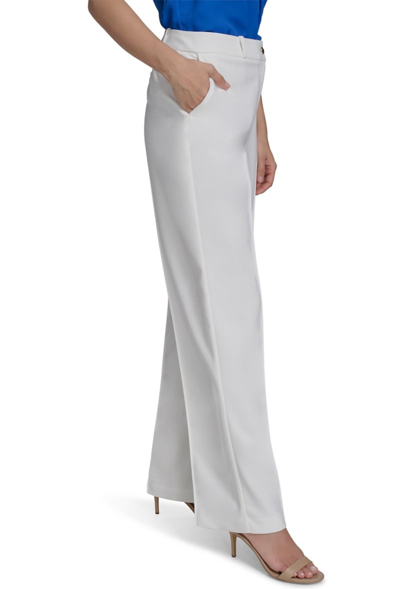 Womens Wide Leg Scuba Crepe Pants