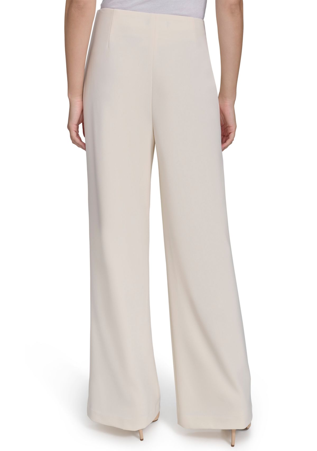 Womens Wide Leg Hardware Scuba Crepe Pants