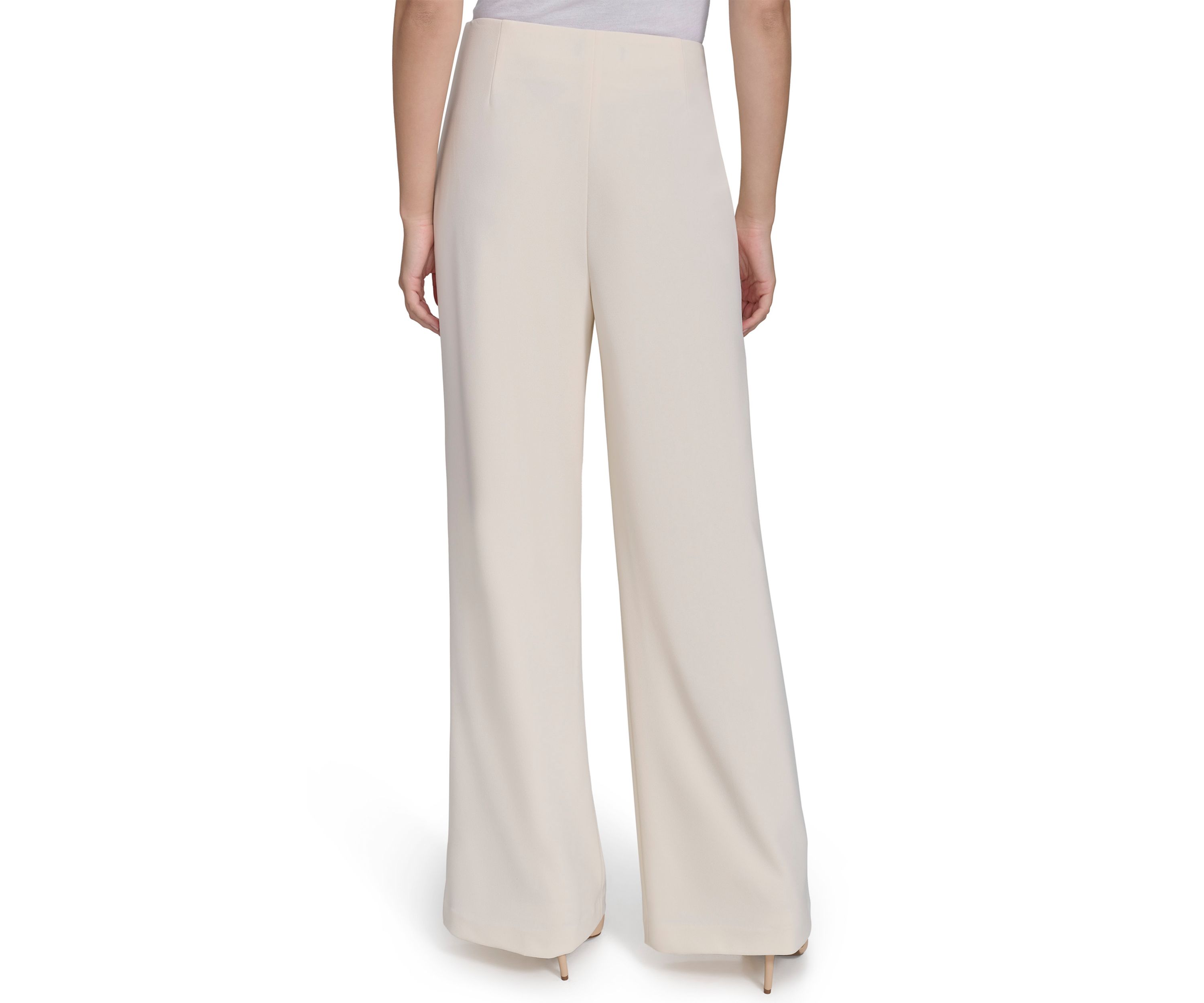 Womens Wide Leg Hardware Scuba Crepe Pants