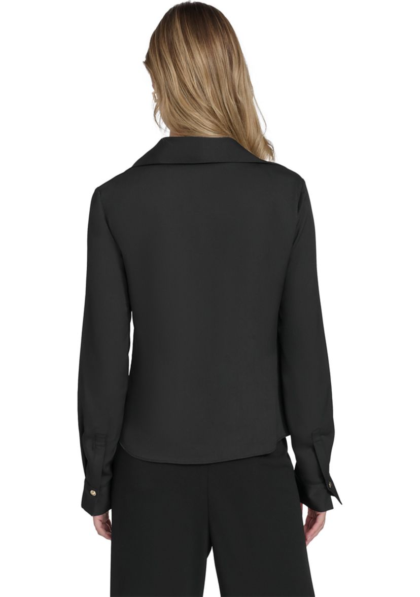Womens Long Sleeve Cowl Neck Blouse 