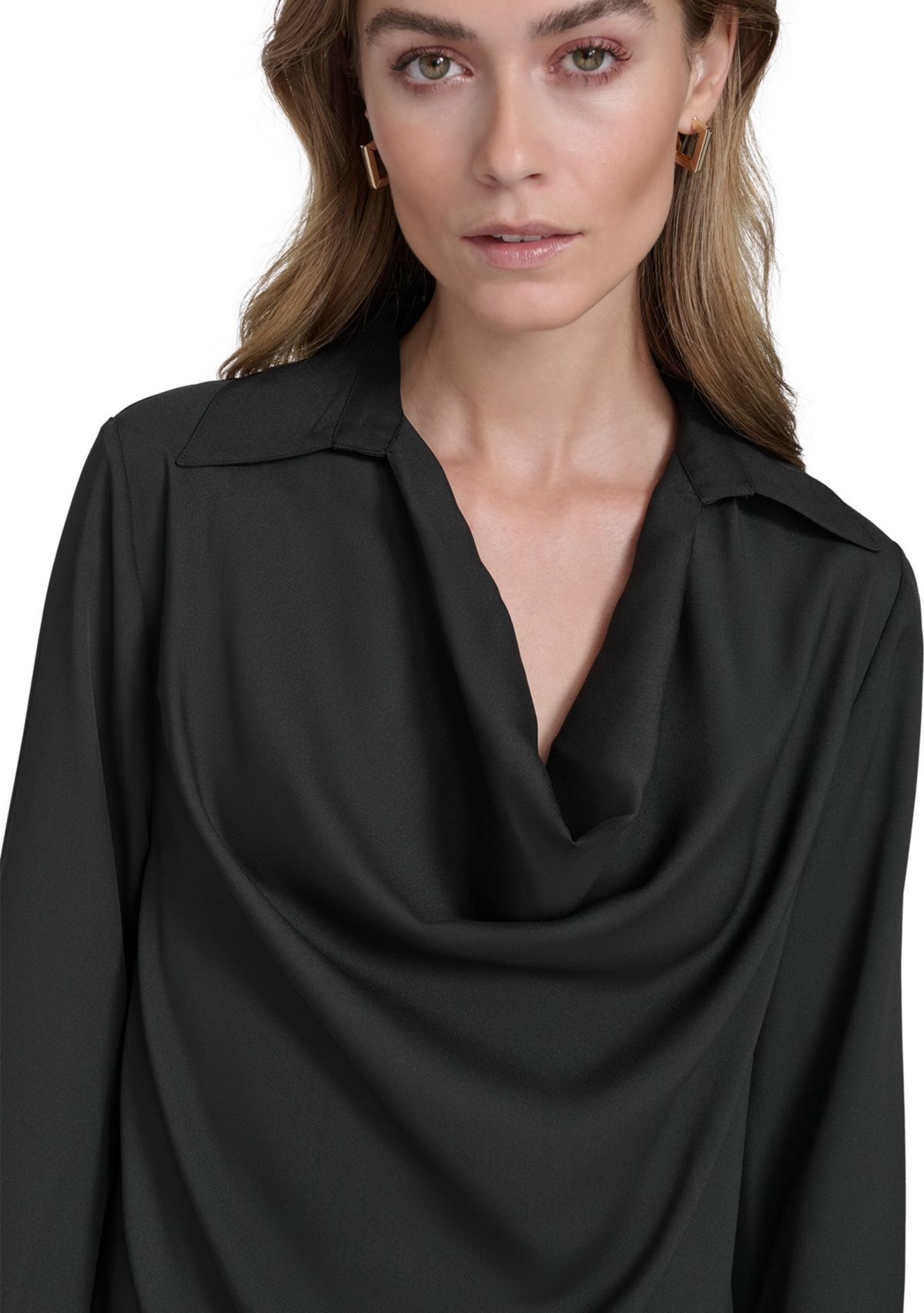 Womens Long Sleeve Cowl Neck Blouse 