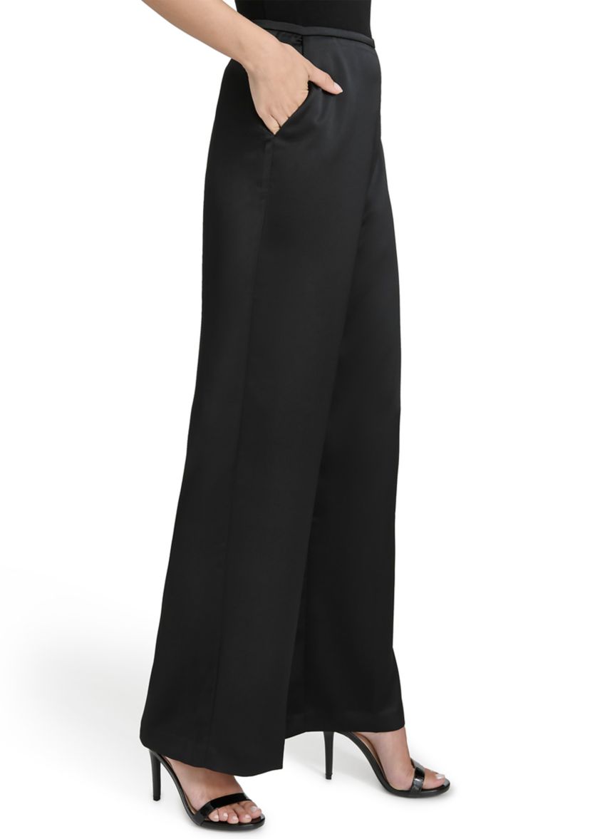 Womens Wide Leg Satin Pants