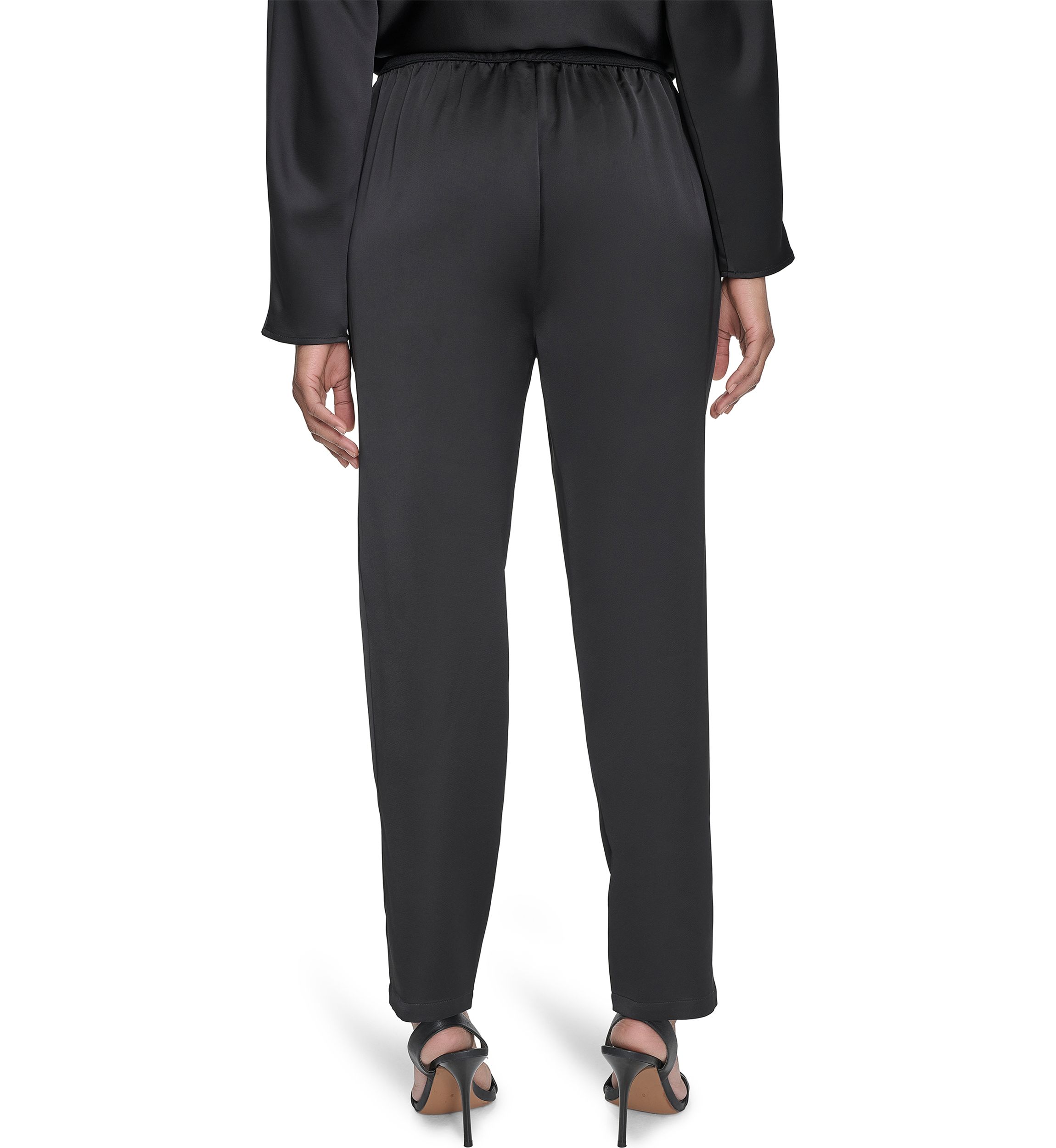 Satin Ribbed Trim Pants