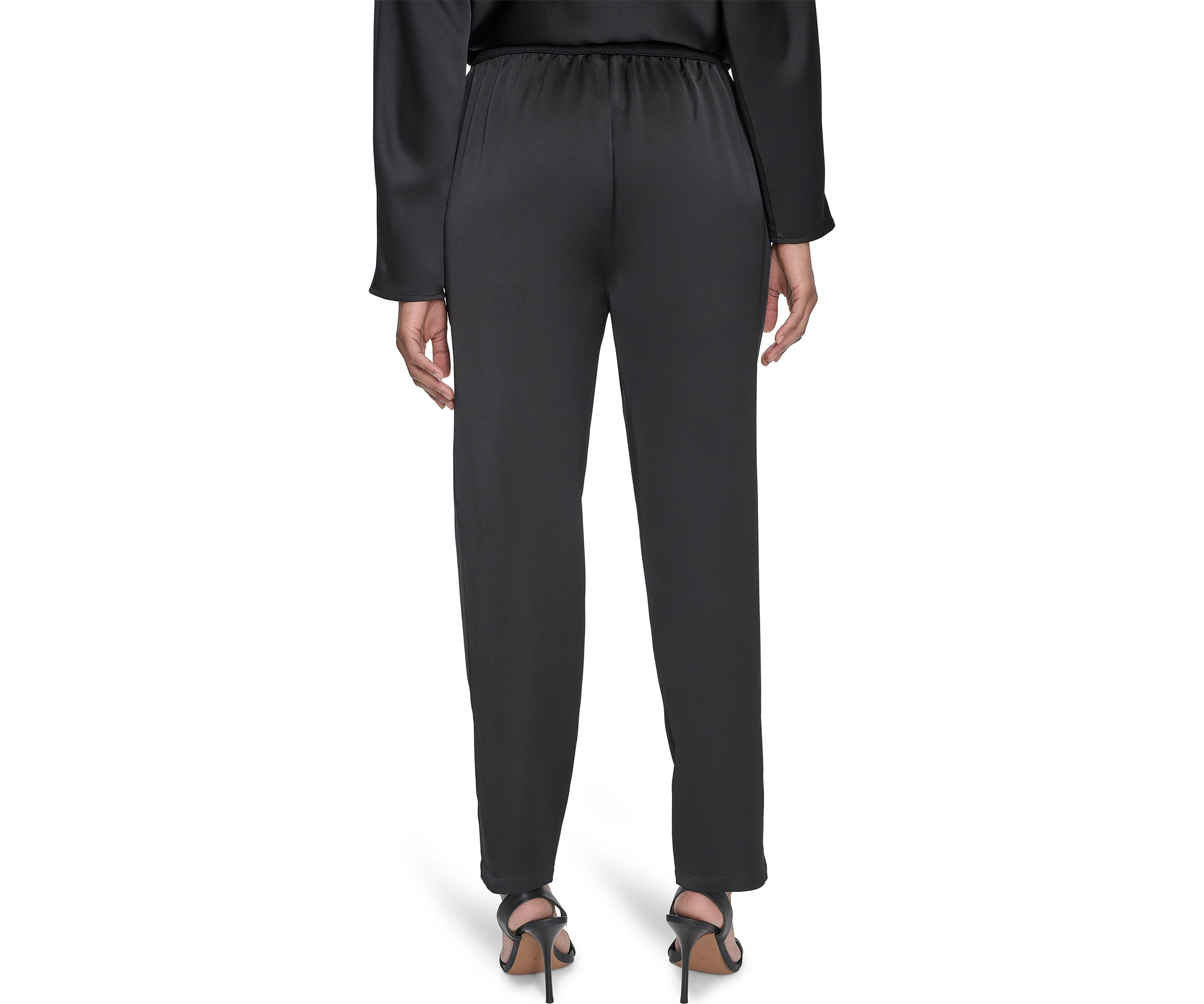 Satin Ribbed Trim Pants