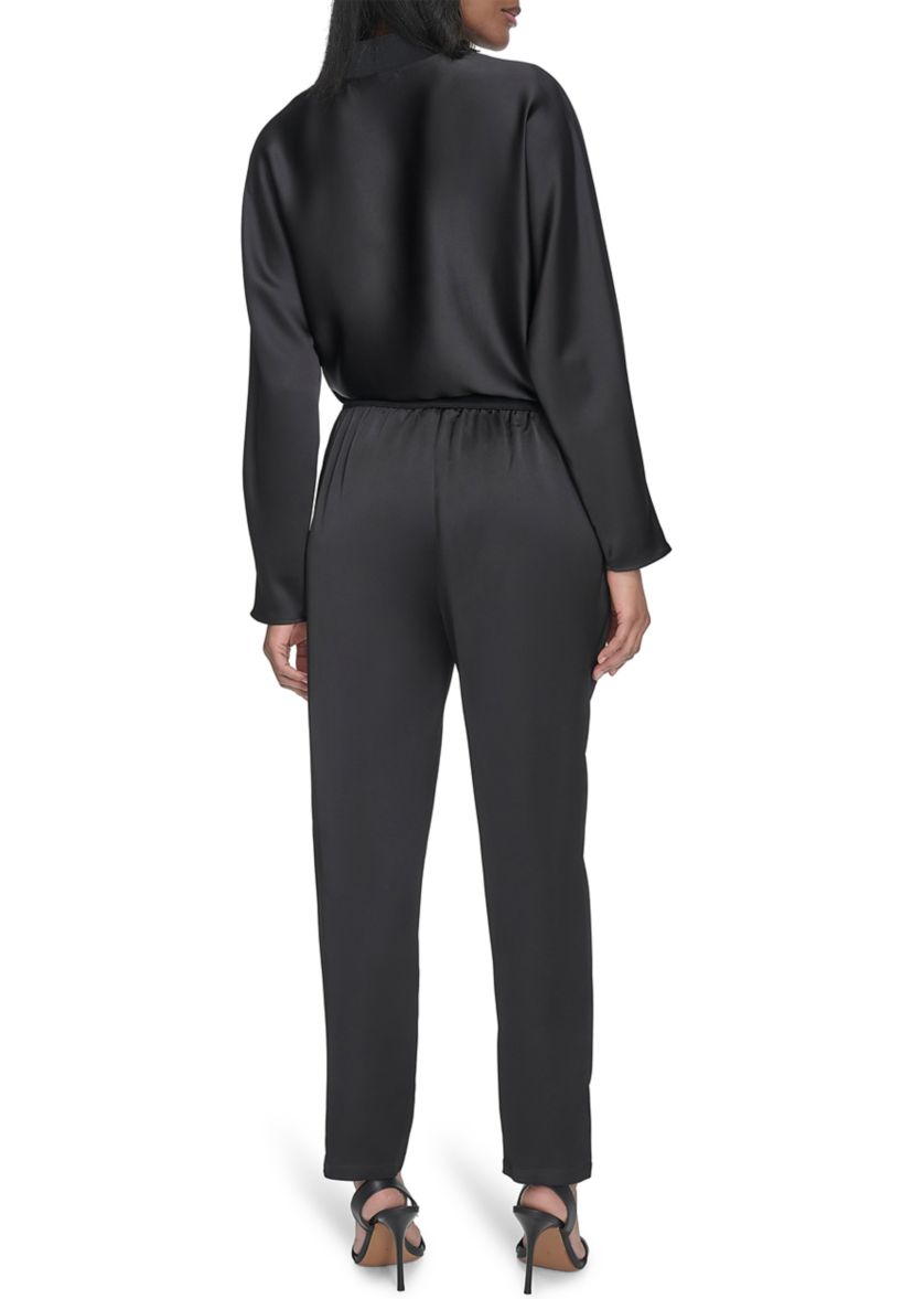 Satin Ribbed Trim Pants