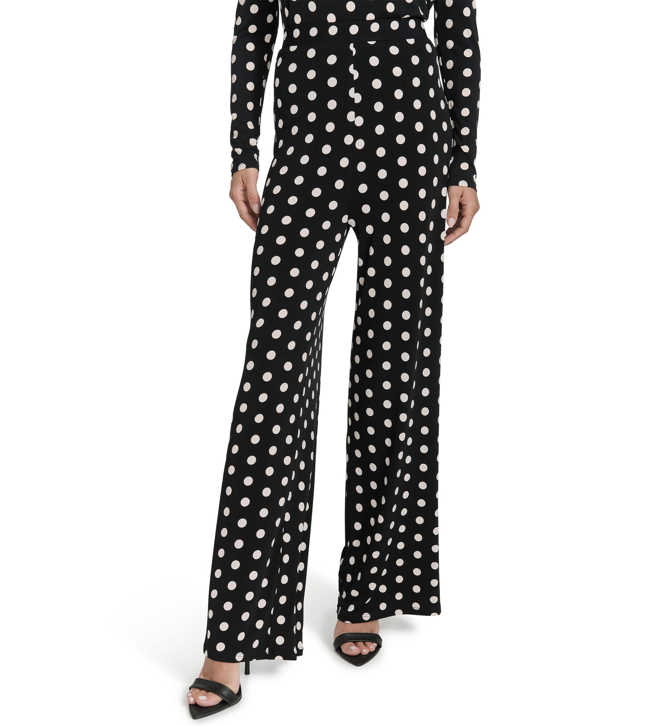 Womens Dot Print Wide Leg Pants