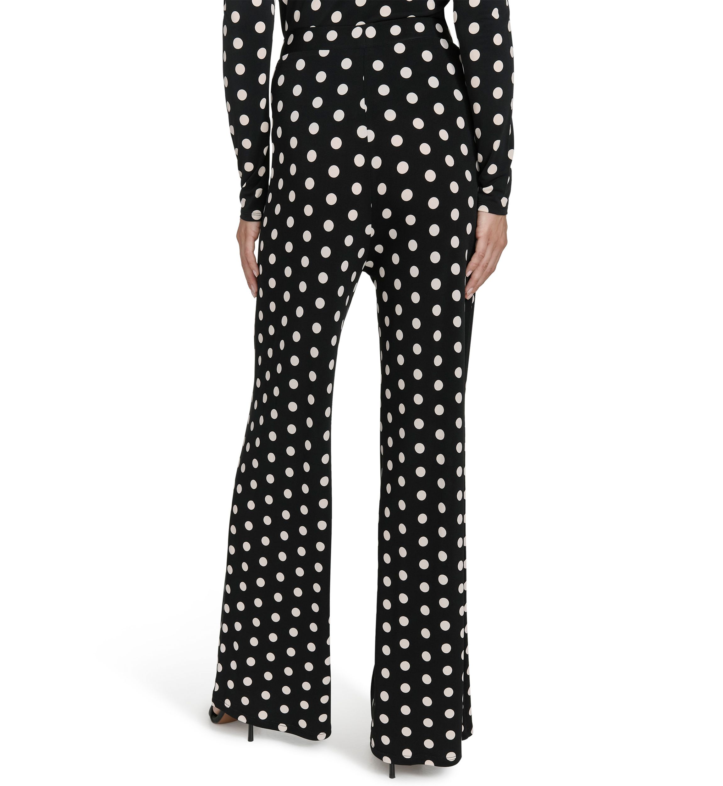 Womens Dot Print Wide Leg Pants