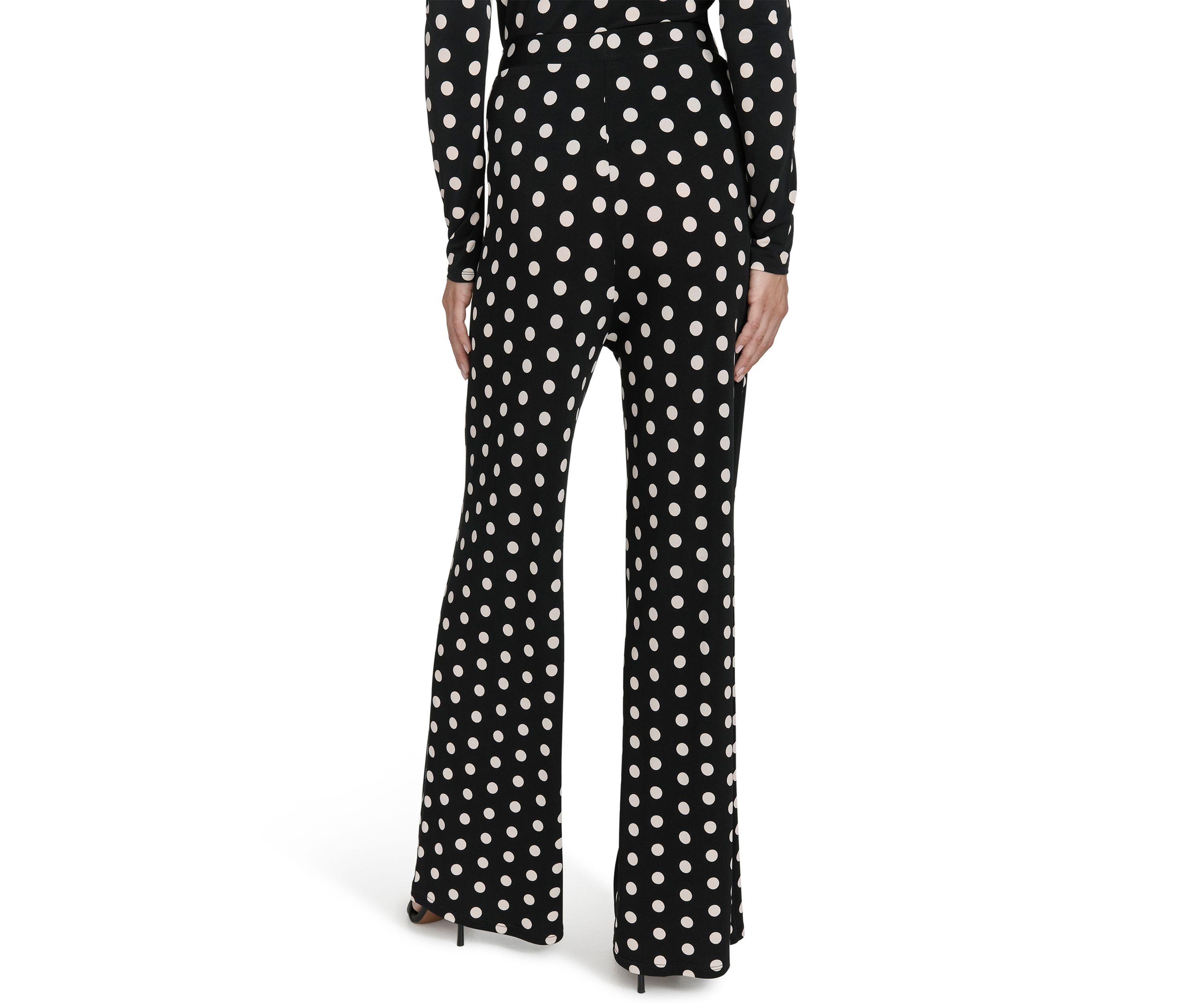 Womens Dot Print Wide Leg Pants