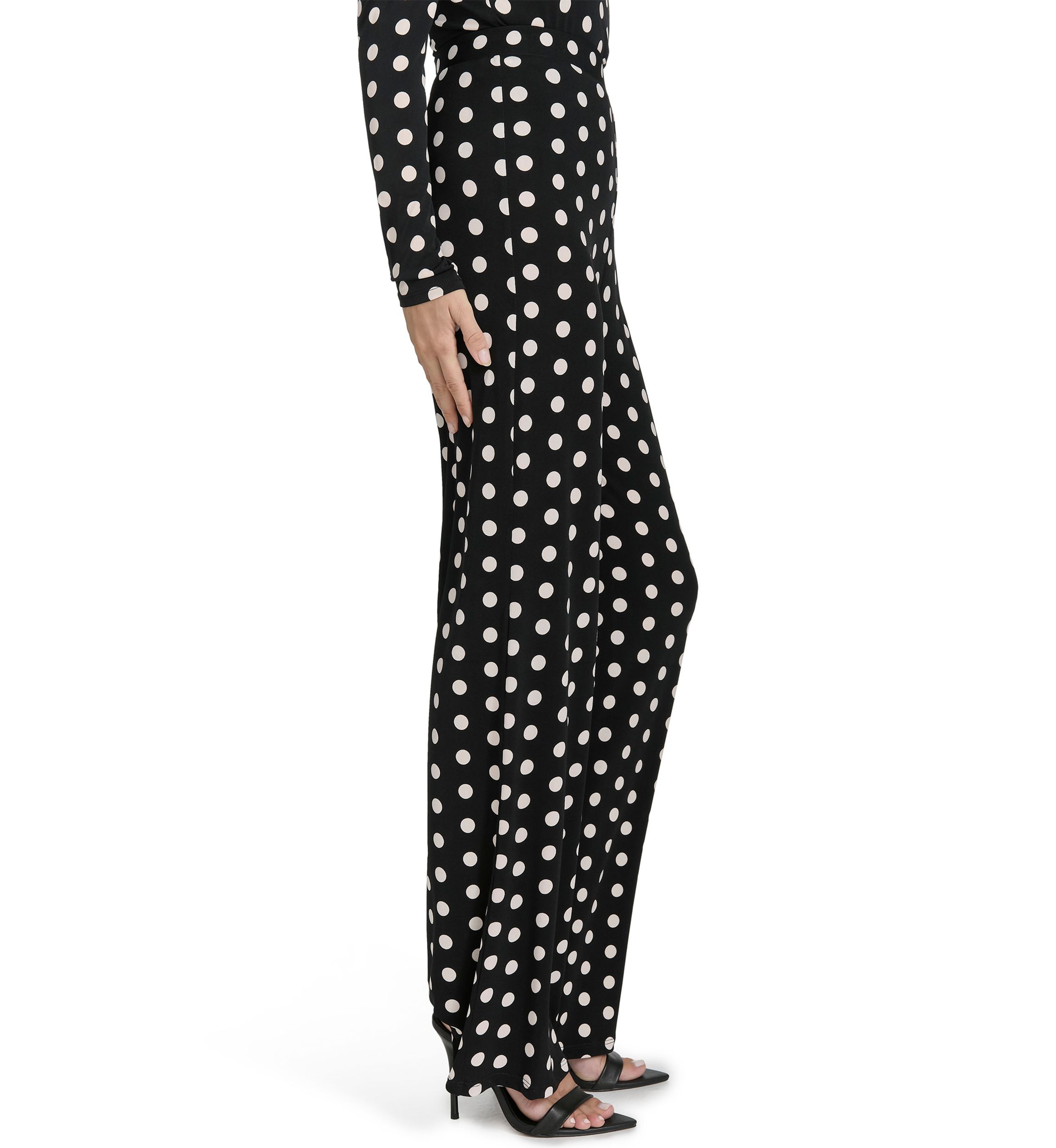 Womens Dot Print Wide Leg Pants
