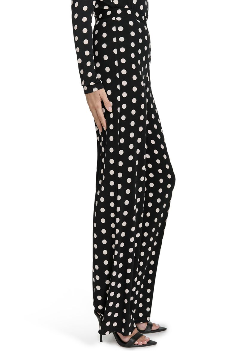 Womens Dot Print Wide Leg Pants