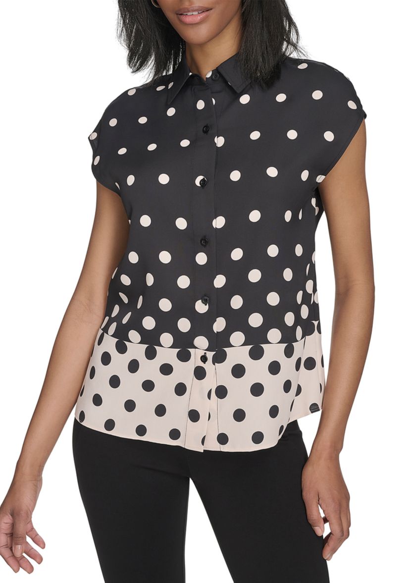 Womens Short Sleeve Ombré Dot Shirt