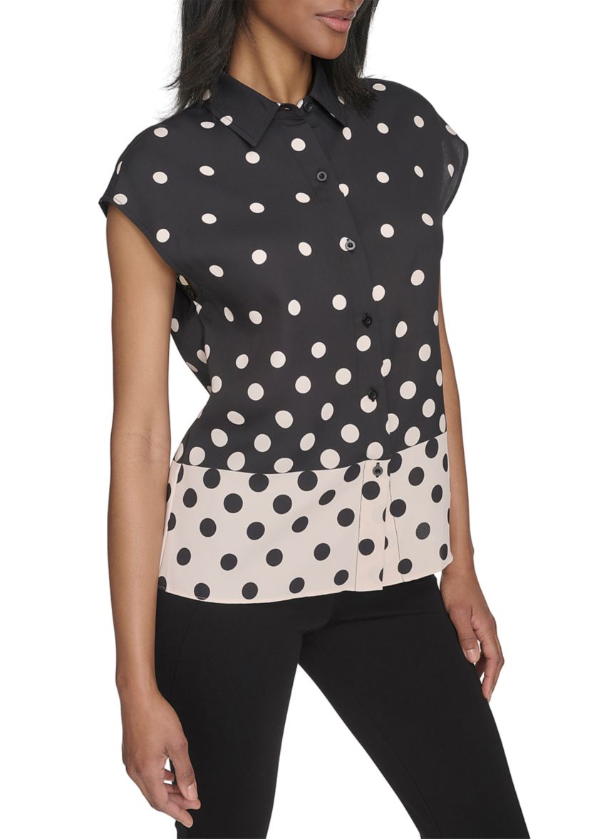 Womens Short Sleeve Ombré Dot Shirt