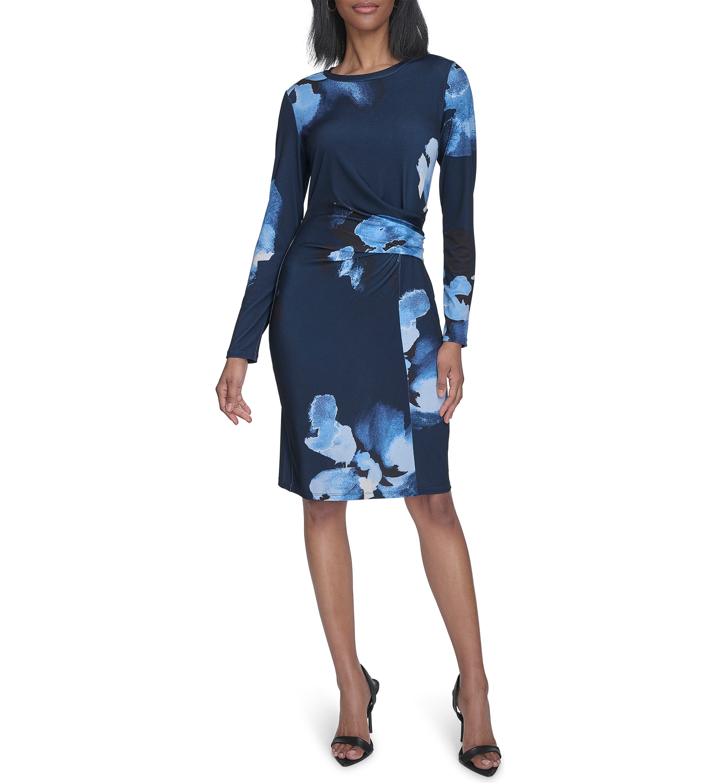 3/4 Sleeve Floral Jersey Dress