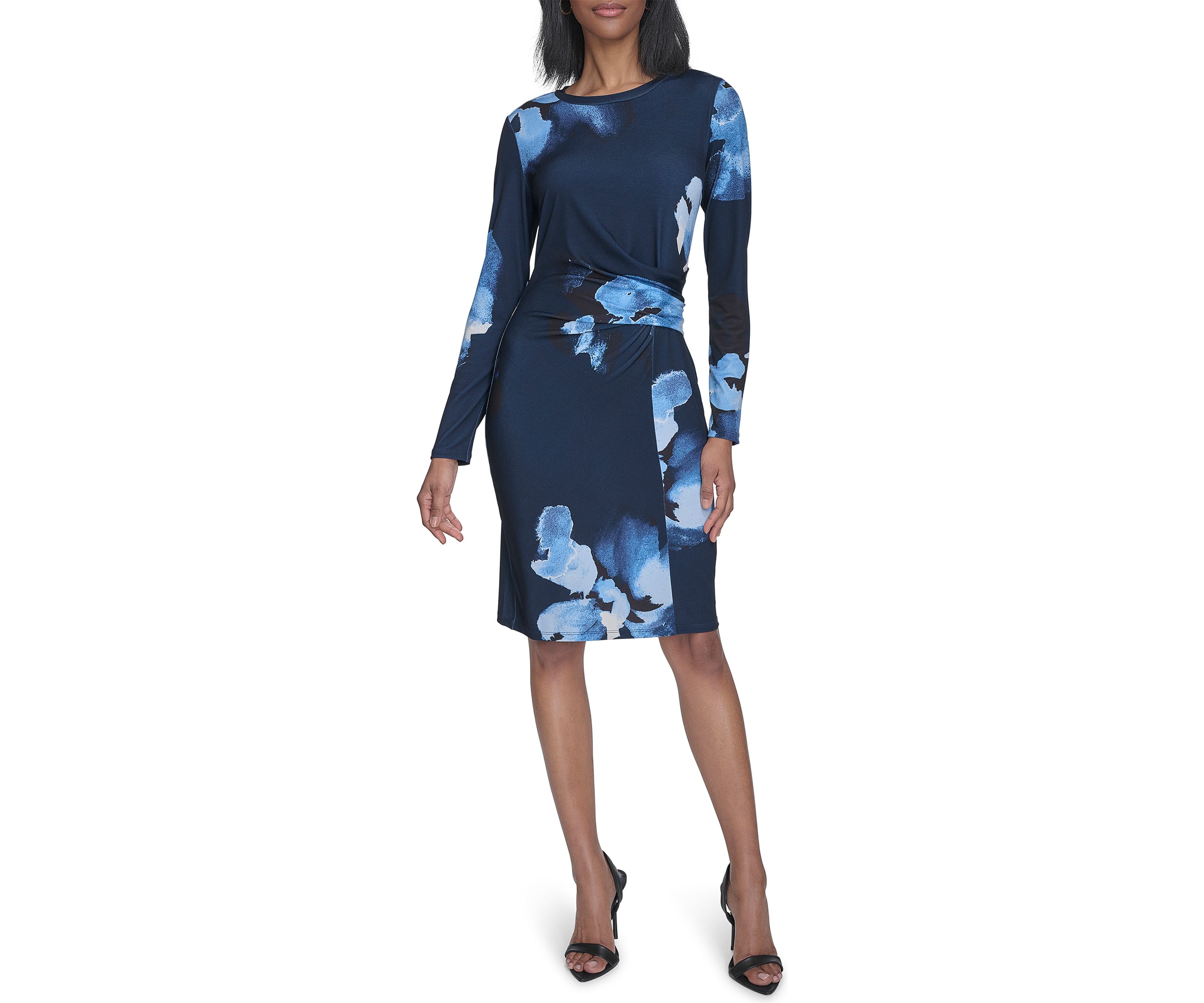 3/4 Sleeve Floral Jersey Dress
