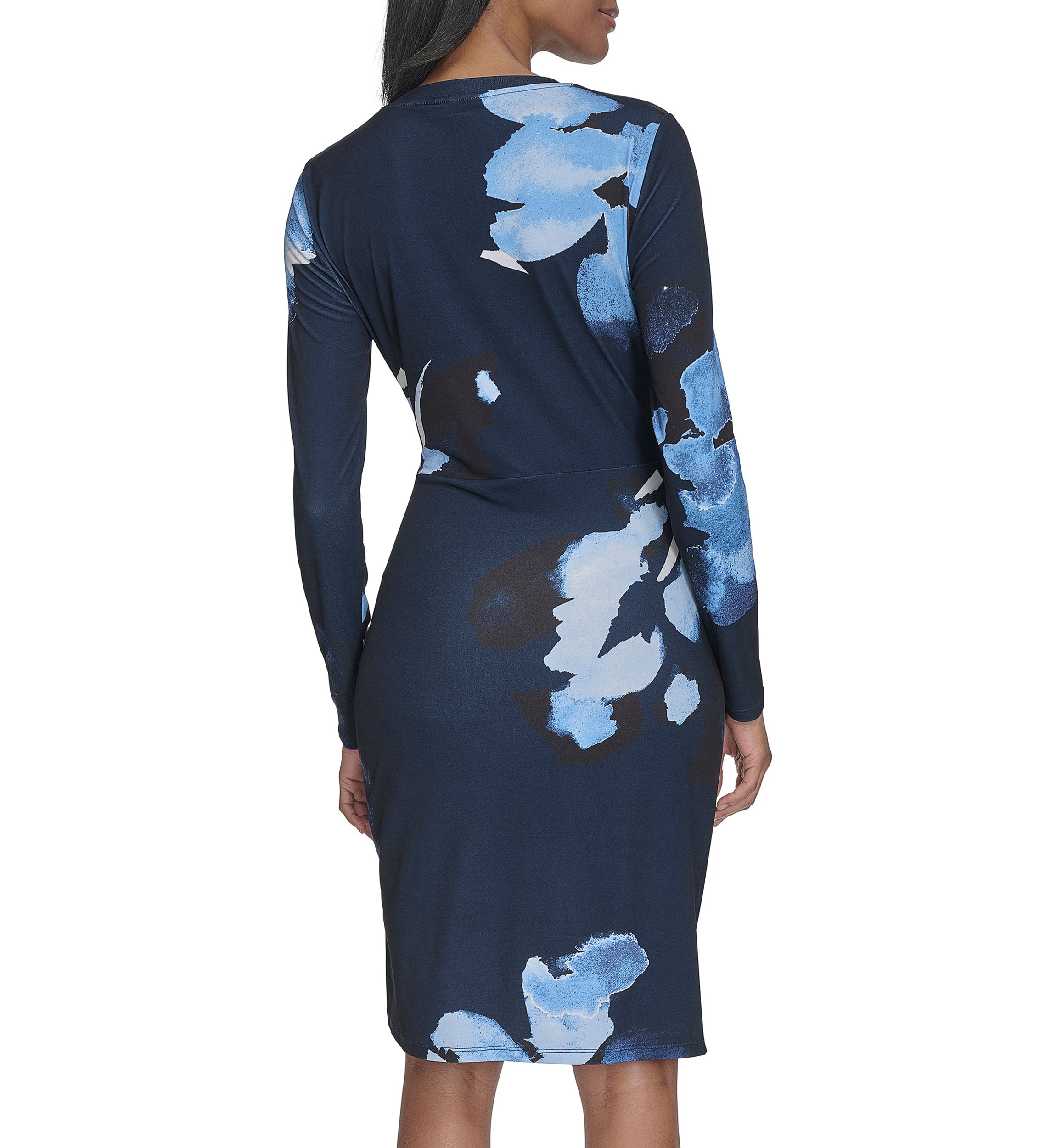 3/4 Sleeve Floral Jersey Dress