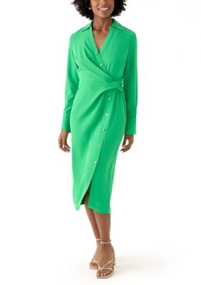 Halston Women’s Long Sleeve Button Trim Collar Knit Dress