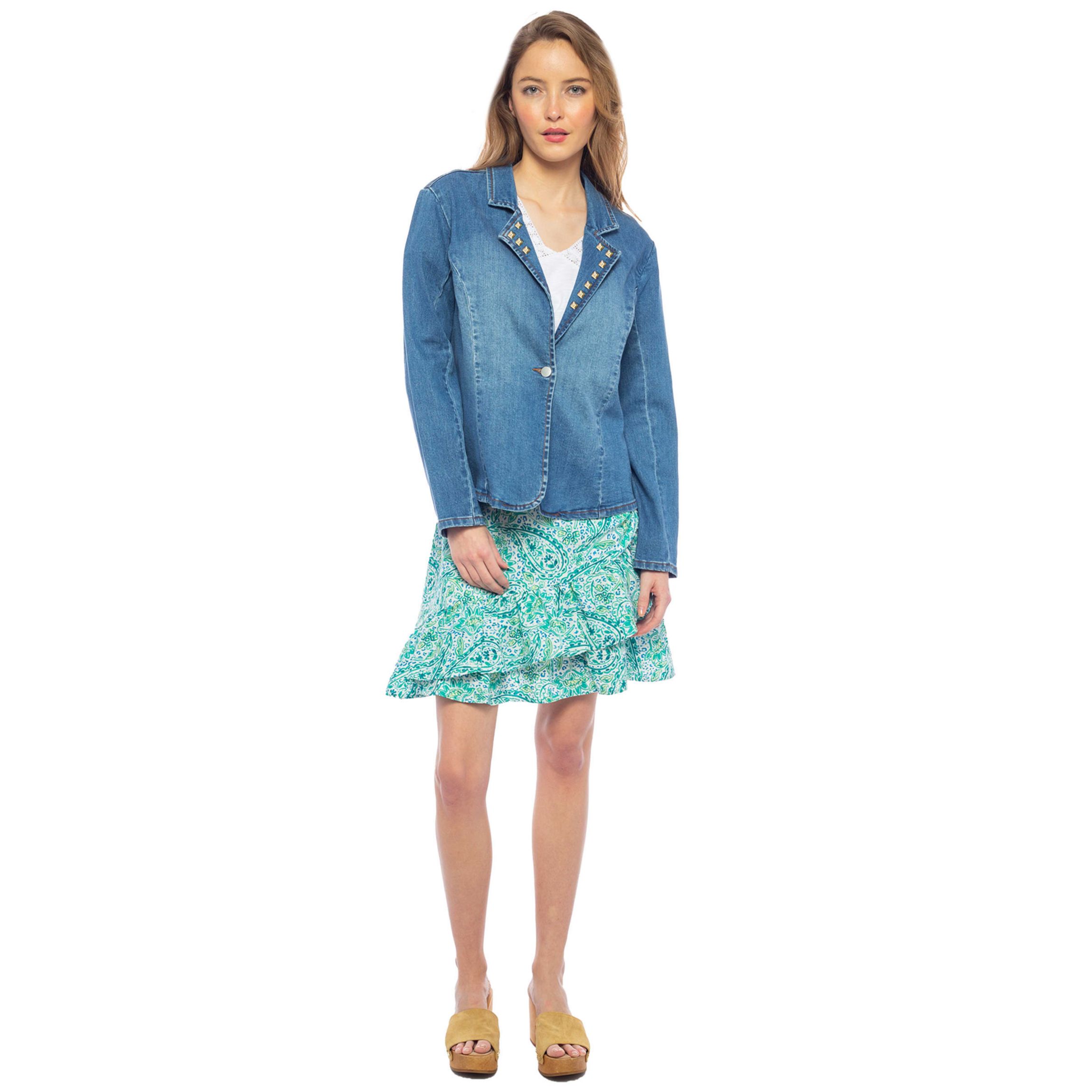 Embellished Knit Denim Jacket
