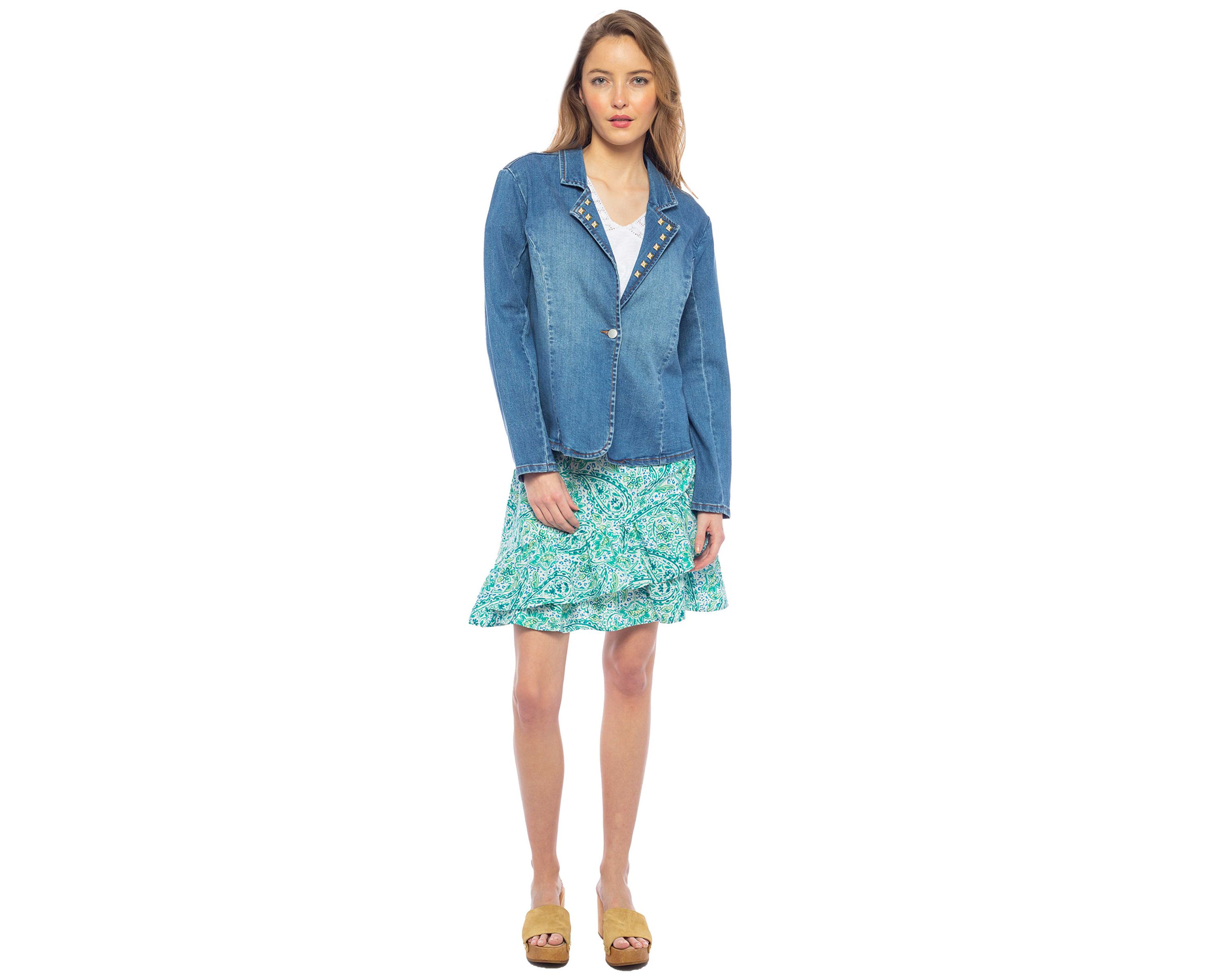 Embellished Knit Denim Jacket
