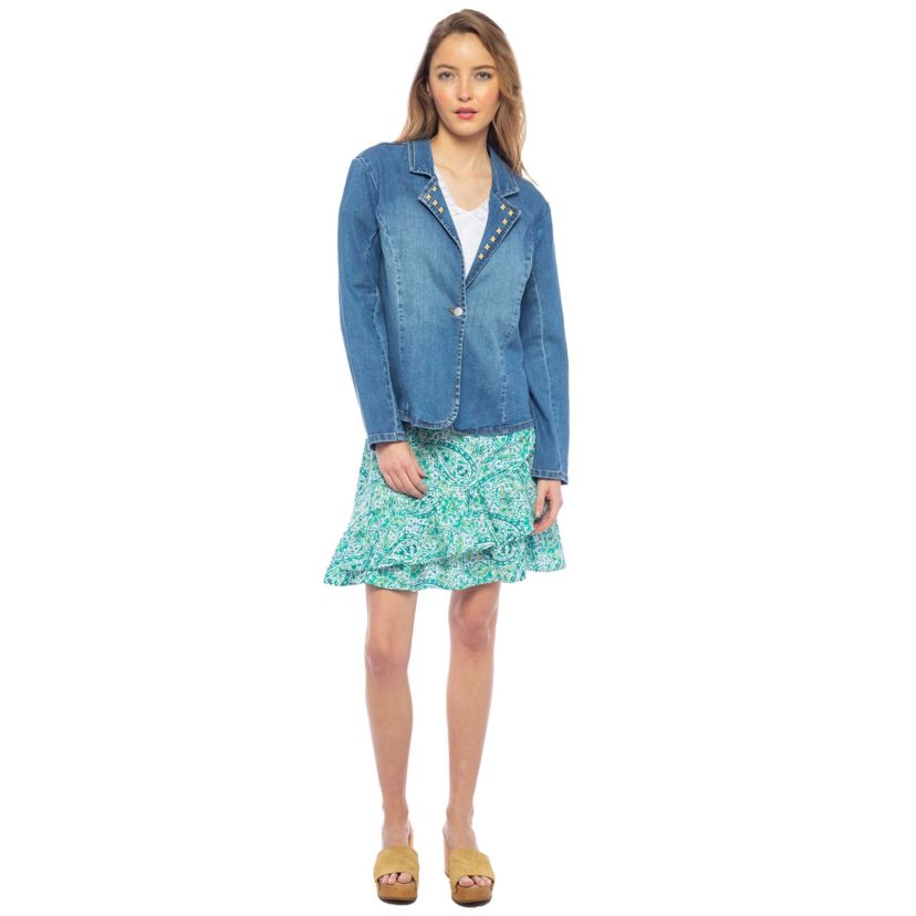 Embellished Knit Denim Jacket