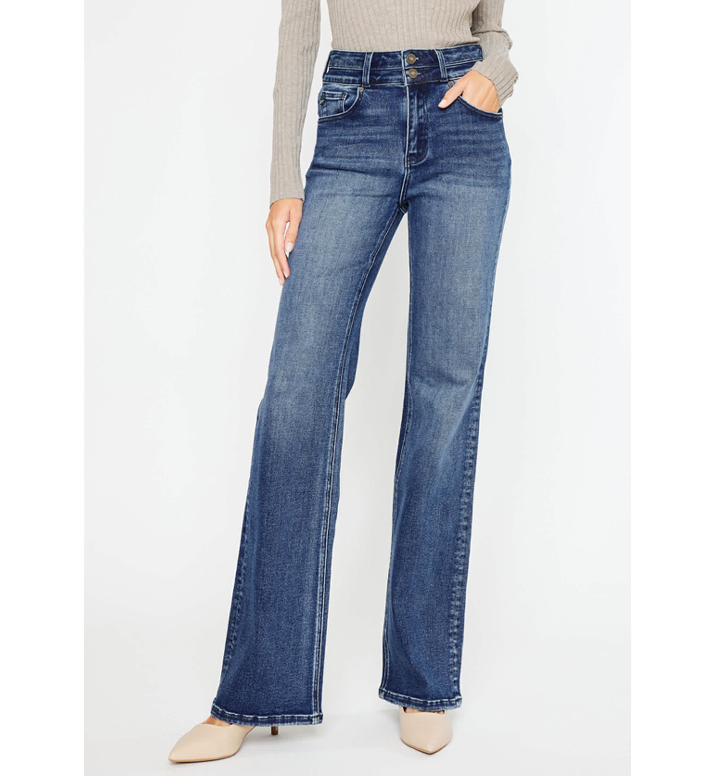 Onyx Essentials Ultra High Rise Wide Flare Jeans