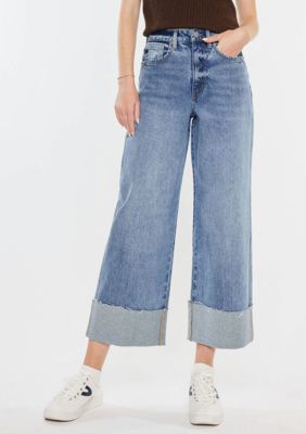 Kancan Women's Alfie 90's Cropped Wide Leg Jeans, 29