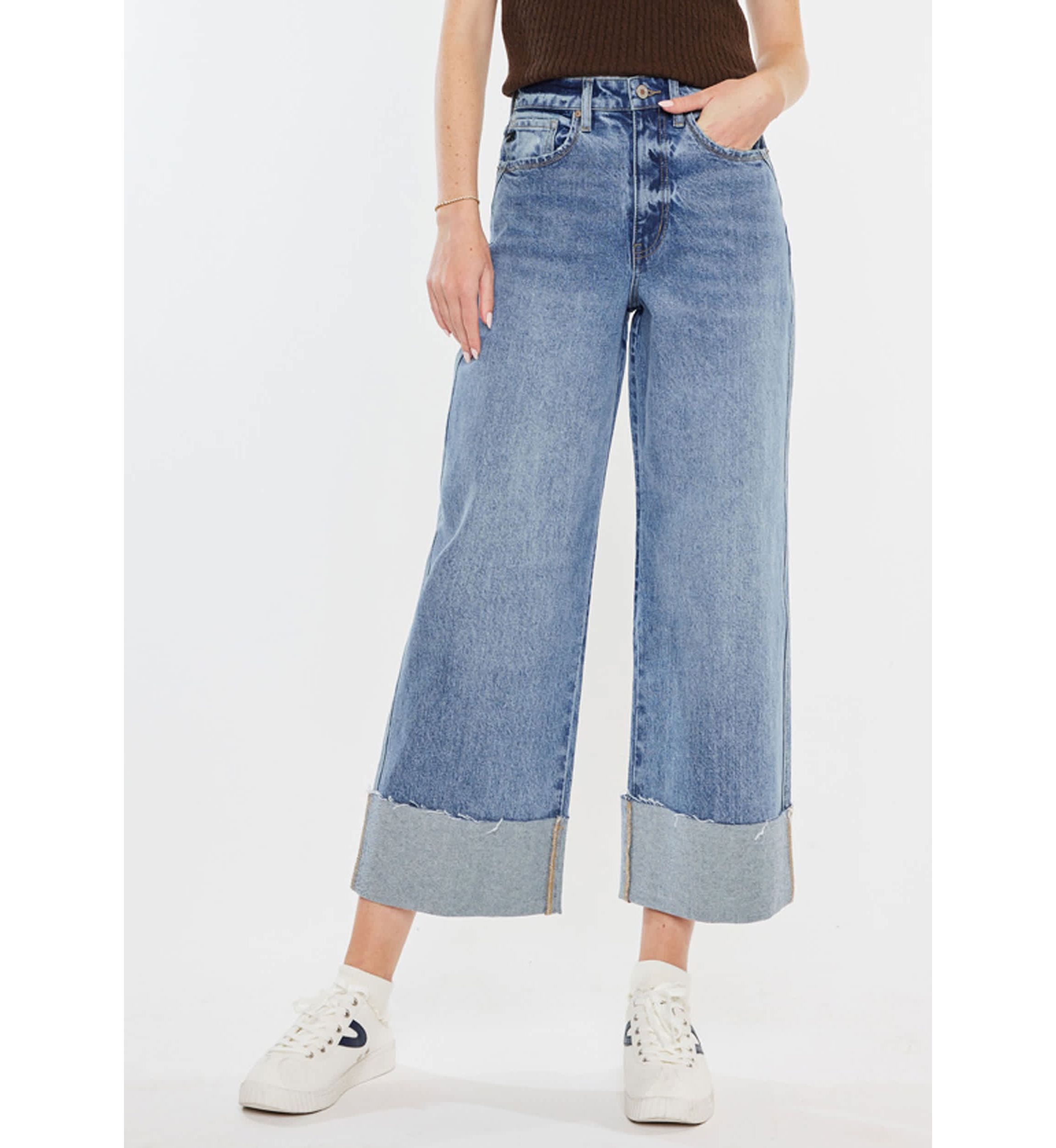 Alfie 90s Cropped Wide Leg Jeans