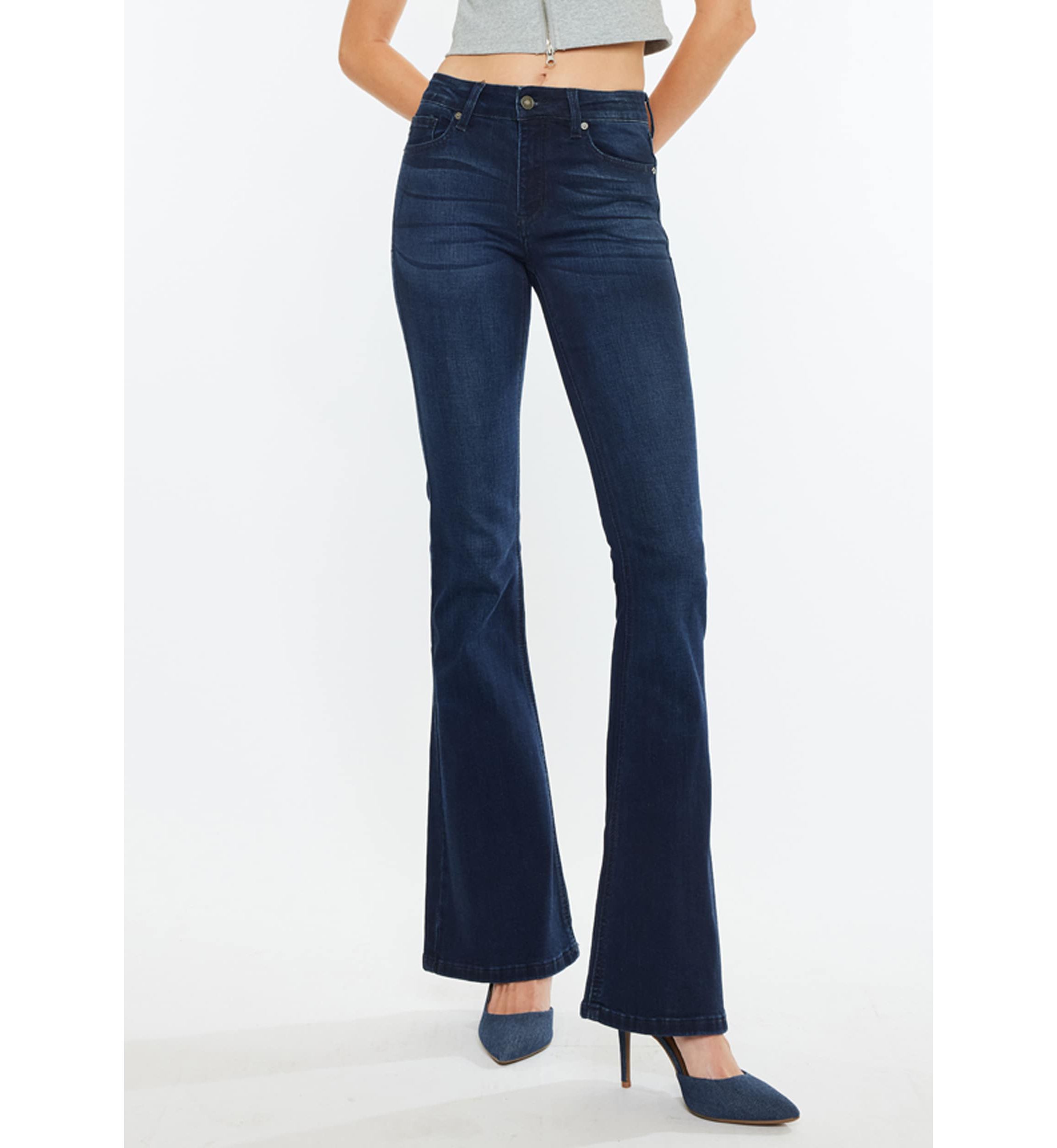Trisha Mid Rise Classic Flare Jeans