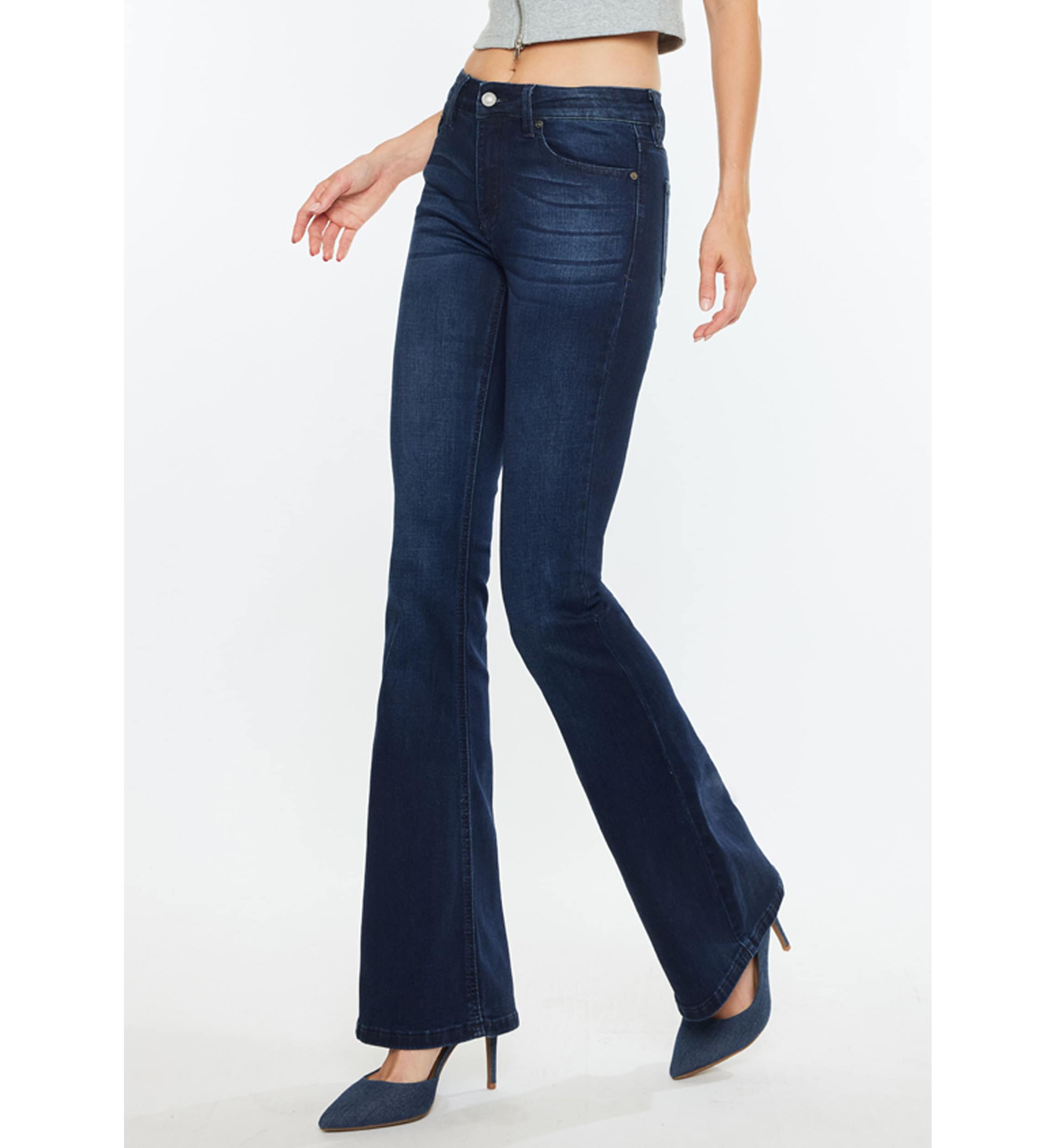 Trisha Mid Rise Classic Flare Jeans