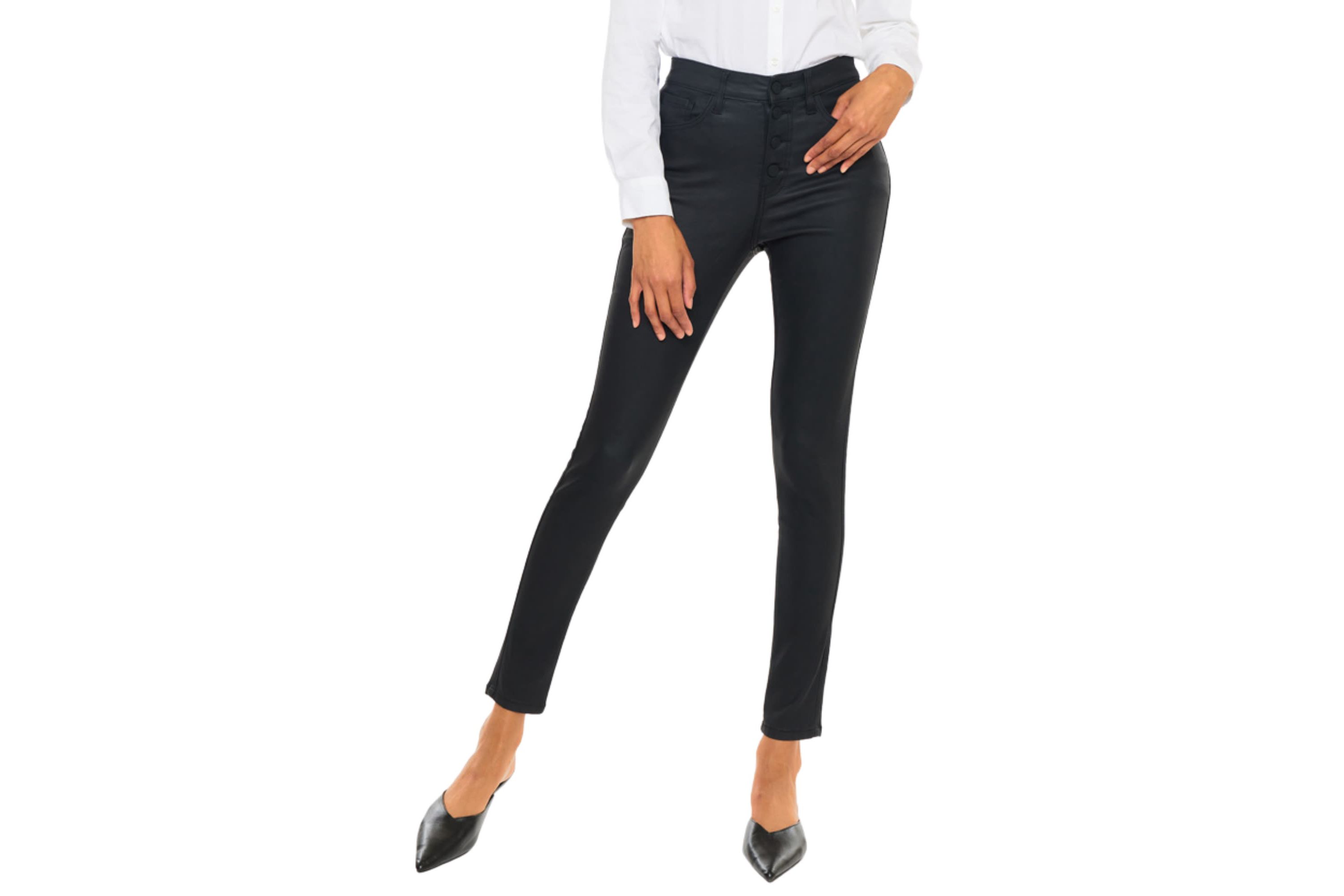 Autumn High Rise Stretch Faux Leather Ankle Skinny Pants