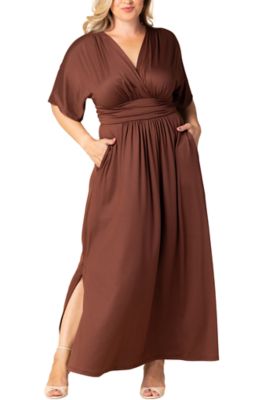KIYONNA Women's Plus Size Vienna Kimono Sleeve Long Maxi Dress, 3XL