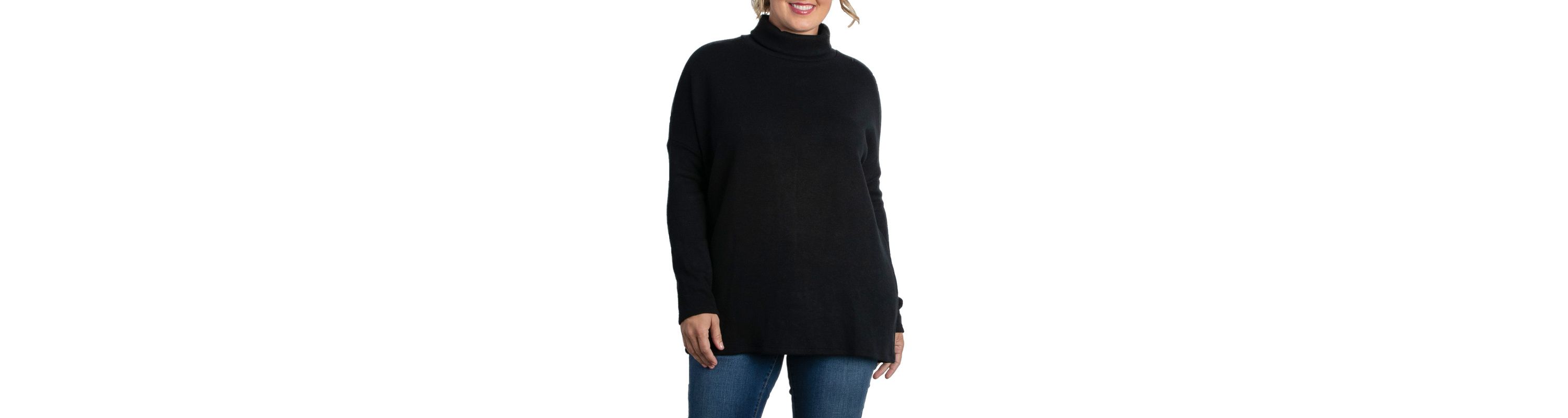 Womens Plus Size Paris Turtleneck Tunic Sweater