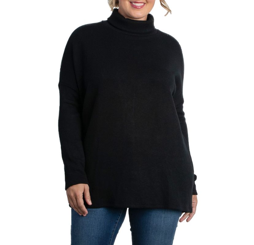 Womens Plus Size Paris Turtleneck Tunic Sweater