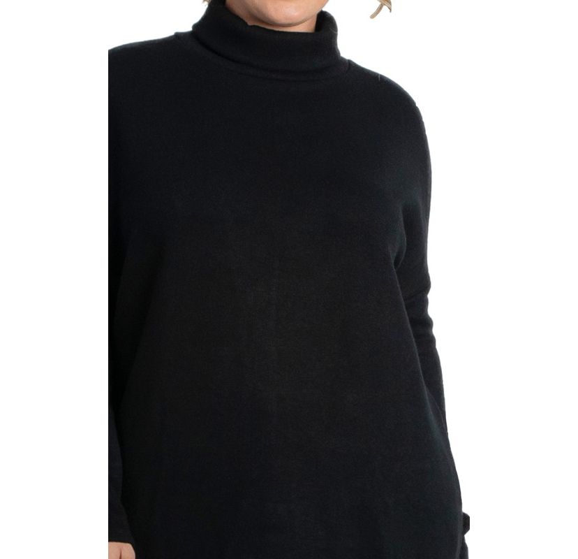 Womens Plus Size Paris Turtleneck Tunic Sweater