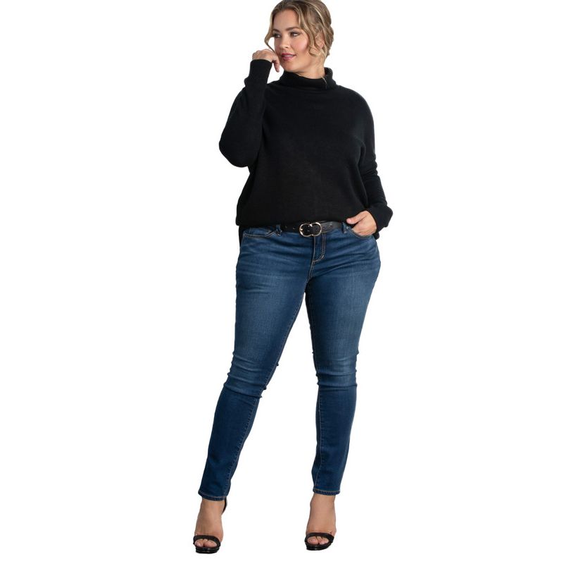Womens Plus Size Paris Turtleneck Tunic Sweater