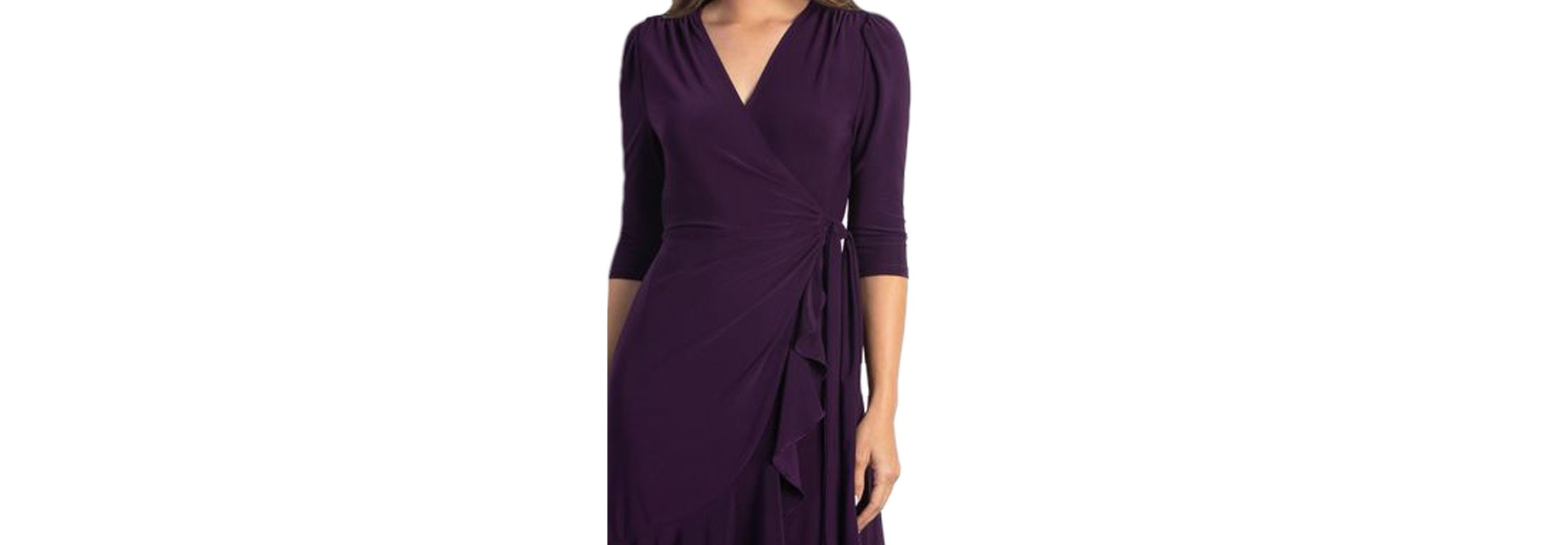 Womens Whimsy Ruffled Midi Wrap Dress